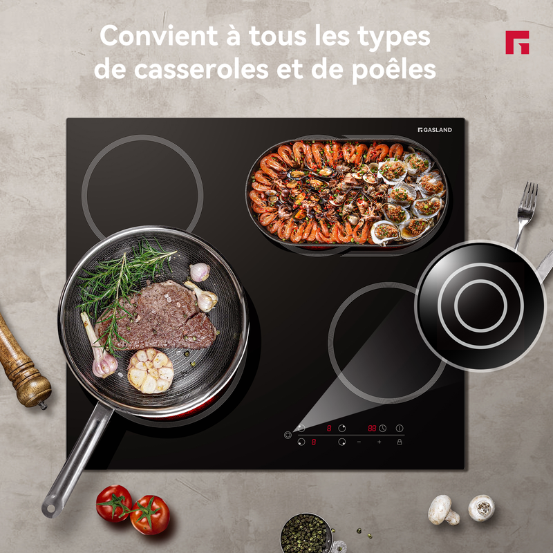 GASLAND Table de Cuisson Vitrocéramique CH604BF Encastrable 4 Foyers, Plaque de Cuisson 60cm 6600W - 3