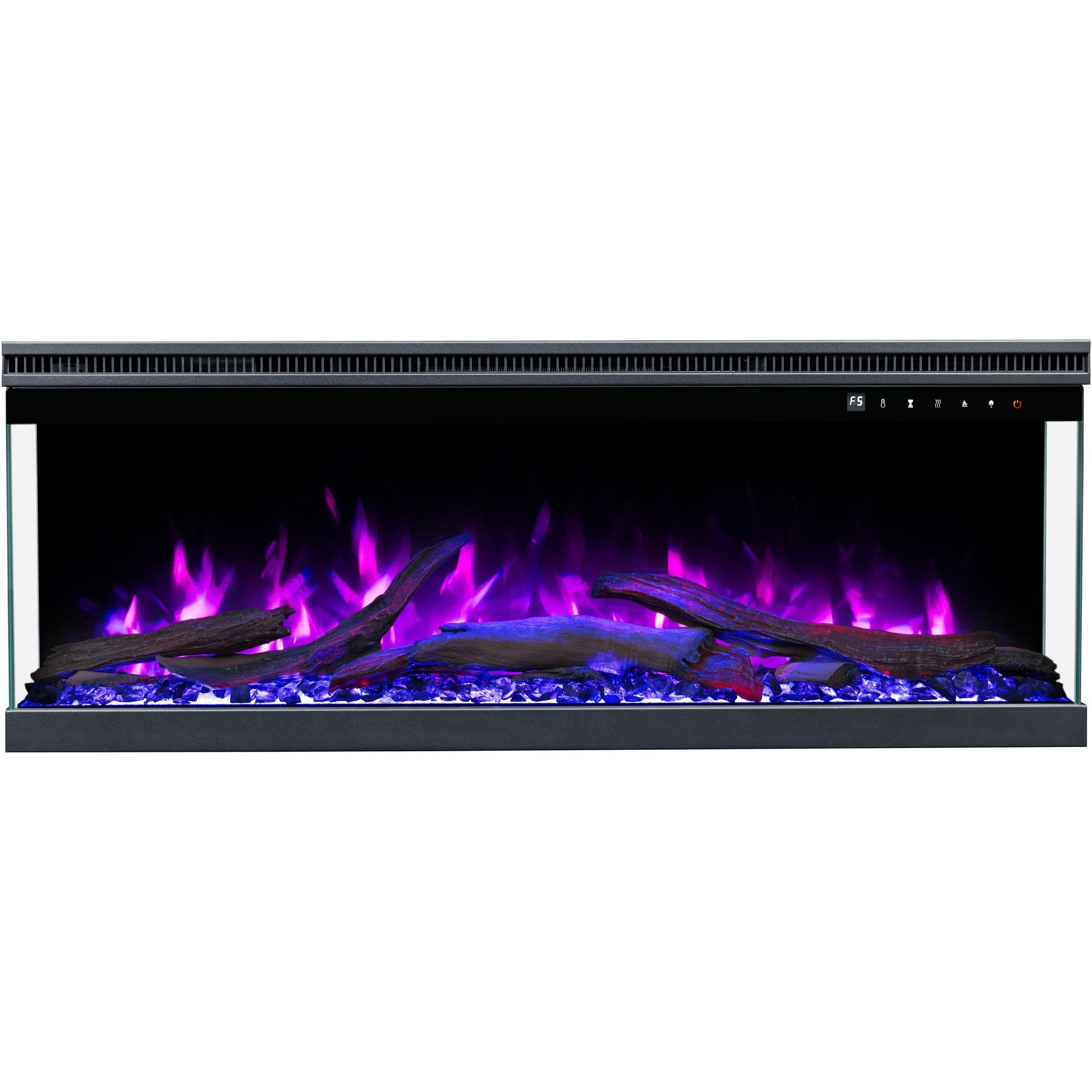 Trójstronny kominek elektryczny AFLAMO Unique 160 PRO - ogień premium - na ścianę i do zabudowy - 160x39x20 cm - kominek LED z grzaniem 750/1500 W - 6