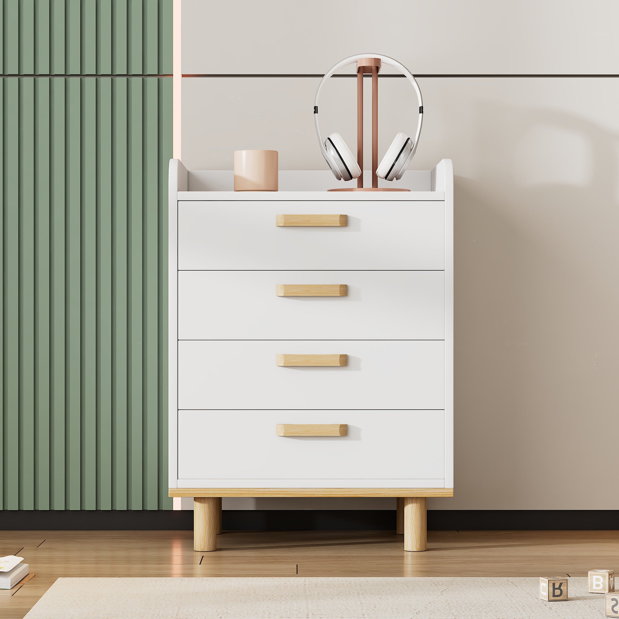 Commode 4 tiroirs - bois de pin et MDF - 50 x 40 x 68.5 cm - coloris ...