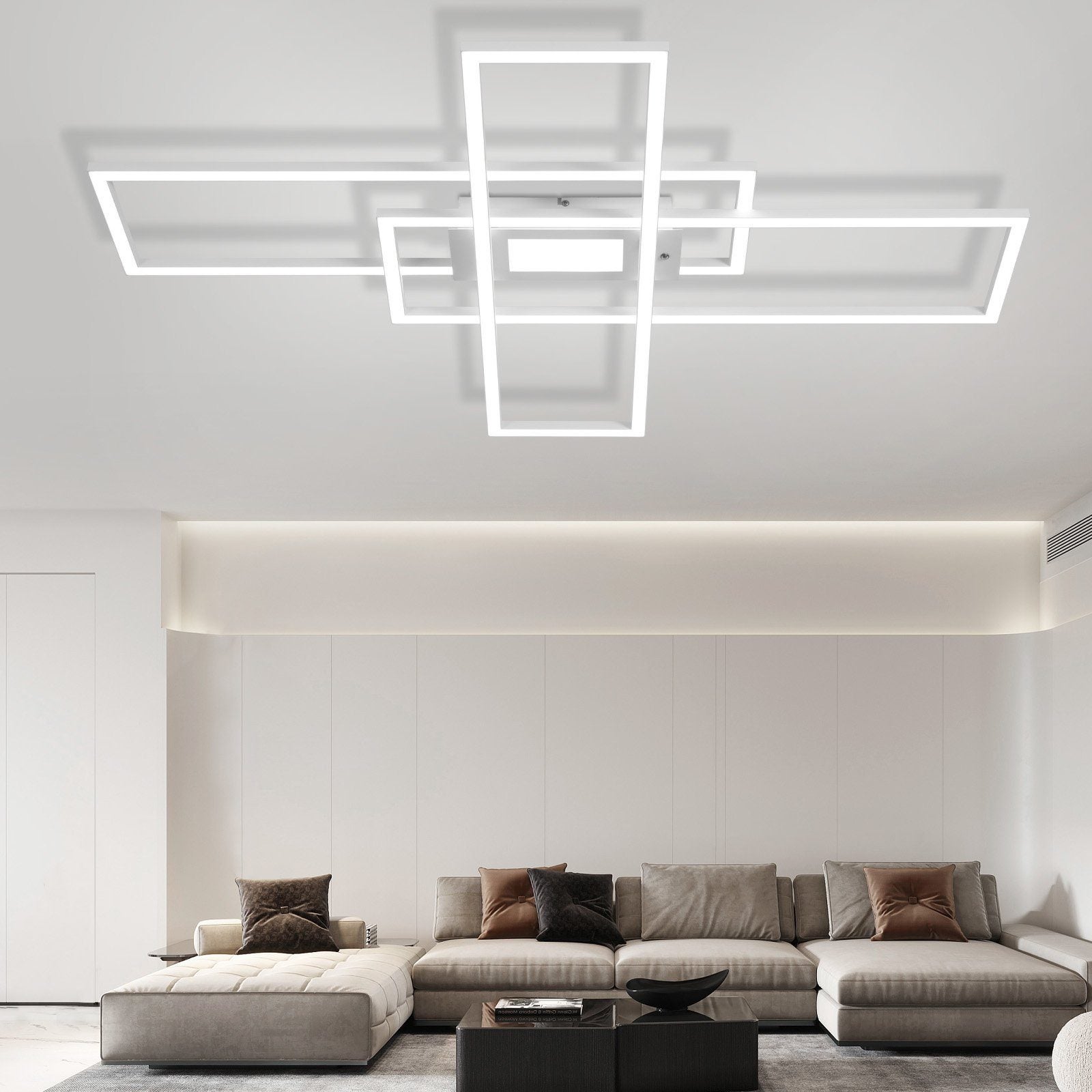 NETTLIFE Lámpara de Techo LED Regulable 50W Blanco con Mando a Distancia Diseño Moderno Salón Dormitorio Geométrico para Cocina Pasillo - 8