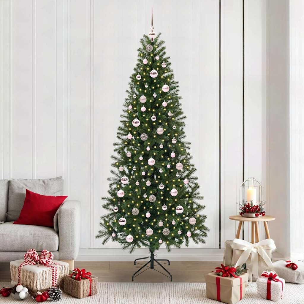 Sztuczna choinka z 300 diodami LED Zielony 210 cm PE i PVC