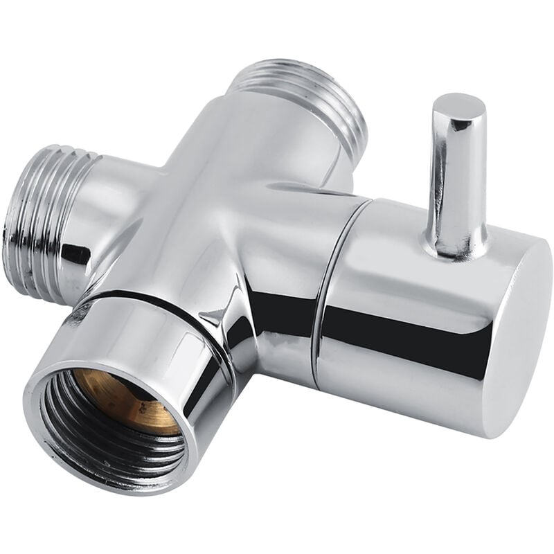 Jeffergarden Deviatore a 3 vie a forma di T Valvola di intercettazione Doccia WC Bidet Spruzzatore Adattatore acqua Colore cromato - 4