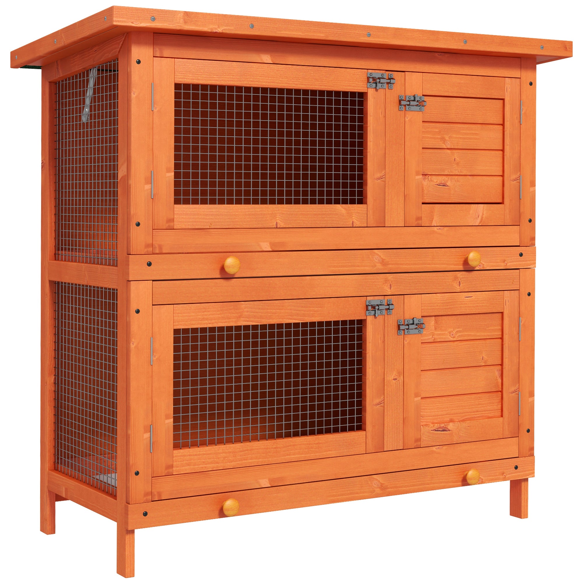 Coelheira de Madeira Exterior PawHut Madeira Natural Madeira de Abeto e Metal 90x45x90cm - 2