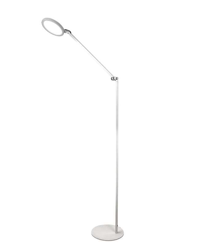 Regina - Regulowana biała lampa podłogowa LED z metalu, wys. 135 cm Fabas Luce - Zintegrowane oświetlenie LED 9W CCT (3000K 4000K 5000K 6000K)