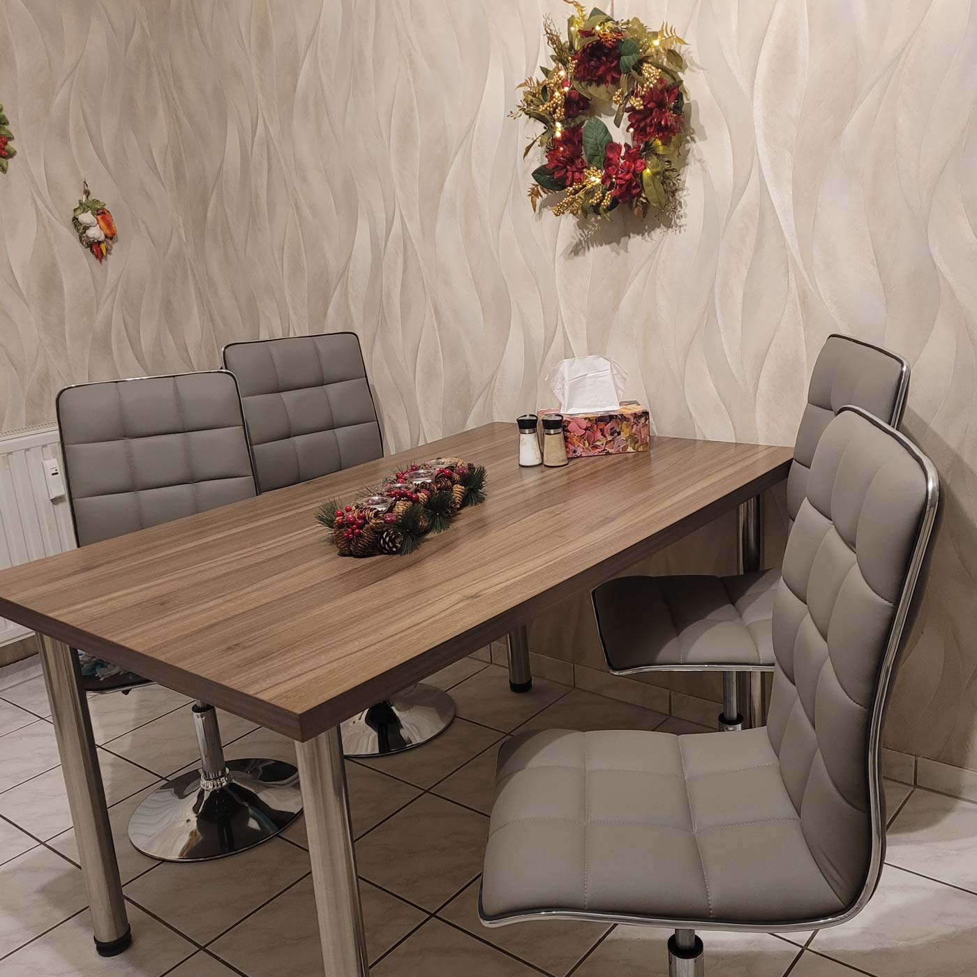 Juego de 6 sillas de comedor HWC-C41, silla de cocina, giratoria regulable en altura, polipiel certificada MVG ~ gris - 3