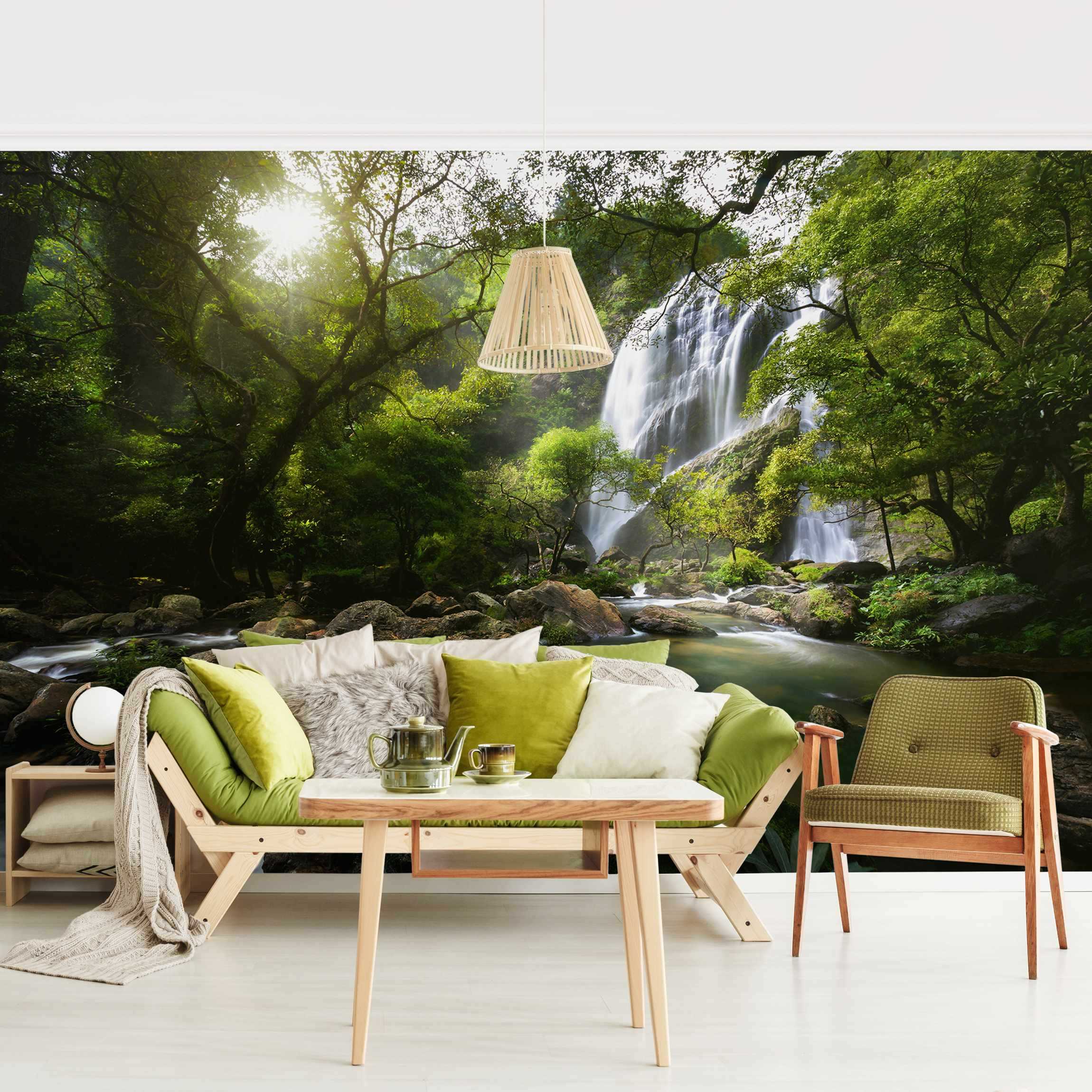 Papel pintado fotomural bosque naturaleza montaña 48 - salón dormitorio cocina pasillo - tnt 336 x 225 cm premium