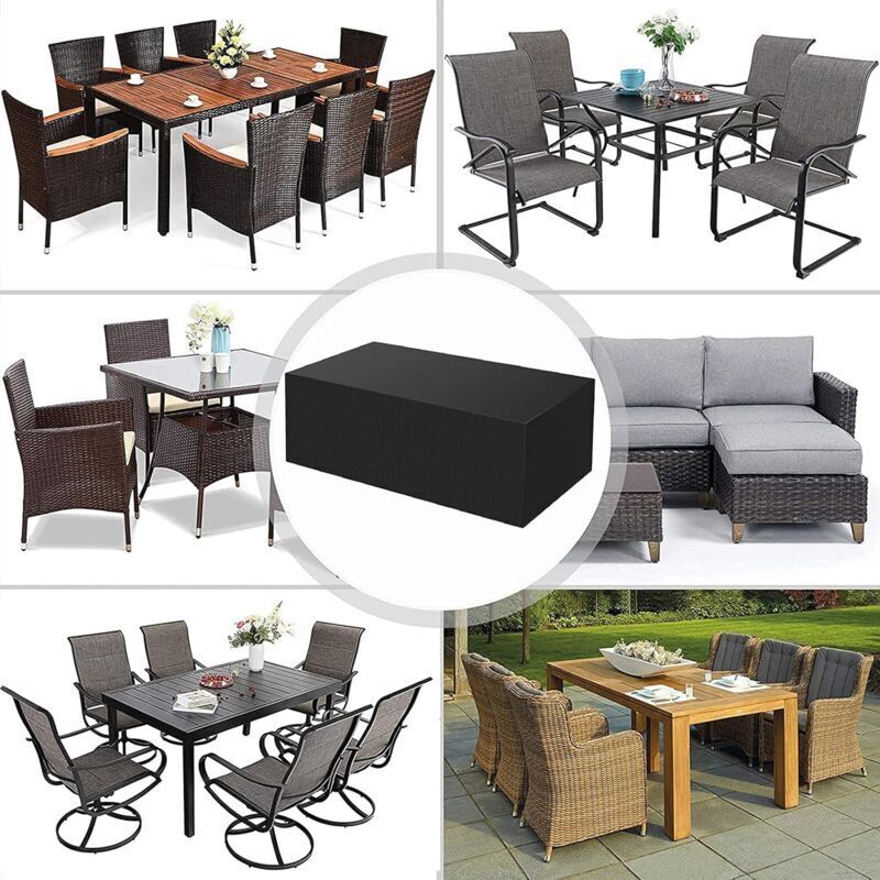 Housse meubles de jardin extérieur, table à manger, chaises terrasse, imperméable, coupe-vent, anti-UV, pour canapé, rectangulaire - 4