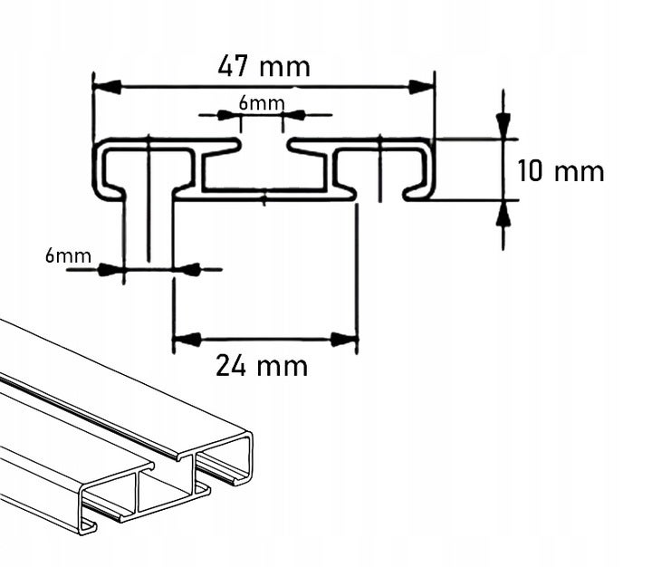 Karnisz Sufitowy Aluminiowy Podwójny 300 cm - Nowoczesna Szyna Sufitowa DUO - 2