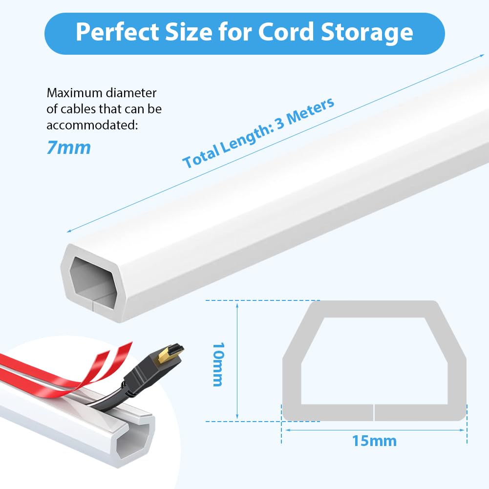 Canal de câble auto-adhésif blanc mini flexible pont de câble semi-circulaire pour protéger les câbles pour cacher 1 câble pour sol,plafond(3 mètres) - 3
