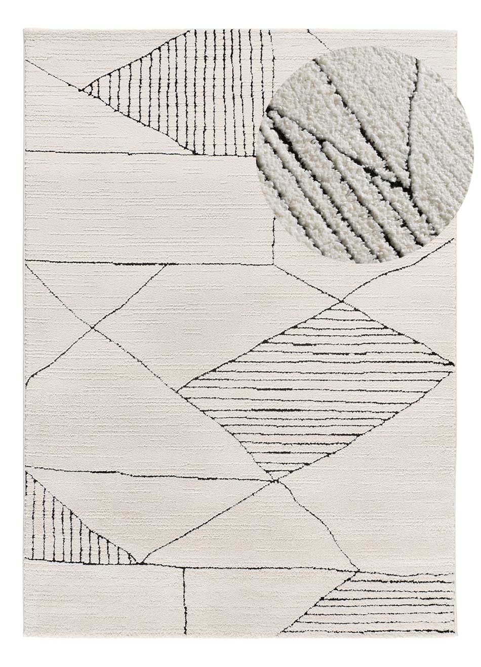 Alfombra interior blanco rectangular 120 x 170 cm TURIN étnico con relieve - ATTICGO - 2