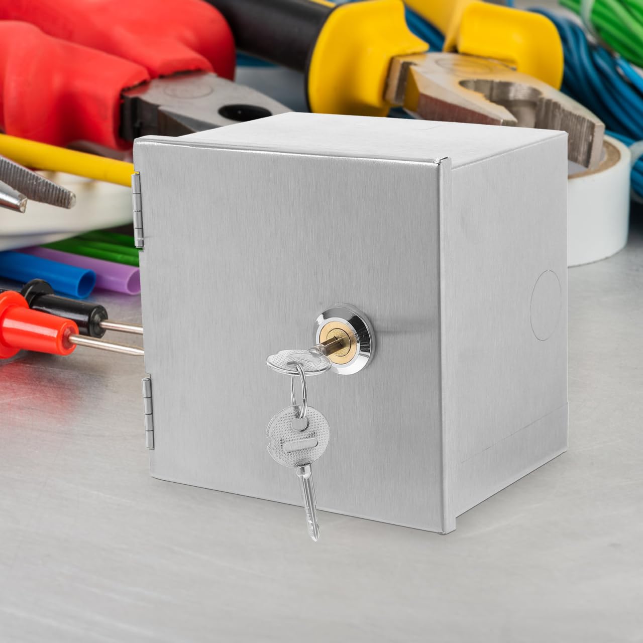 BoîTe ÉLectrique ÉTanche En Acier Inoxydable Avec Serrure Protection Pour Prises ÉLectriques ExtéRieures BoîTier De Rangement Pour CâBles Et Prises - 5