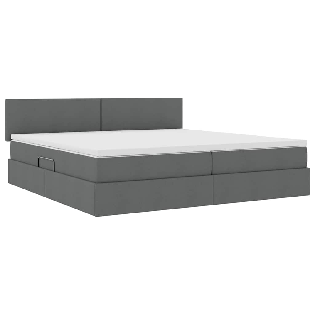 Lit avec rangement et matelas gris foncé 200 x 200 cm velours - 5
