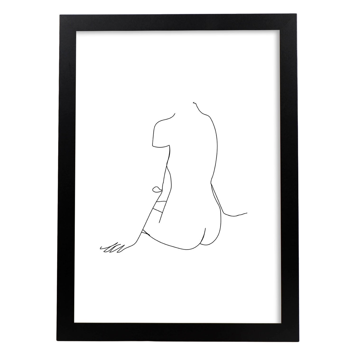 Posters de dibujos y bocetos a una linea. lamina nordica de cuerpo mujer, espalda 2. sin marco - a3