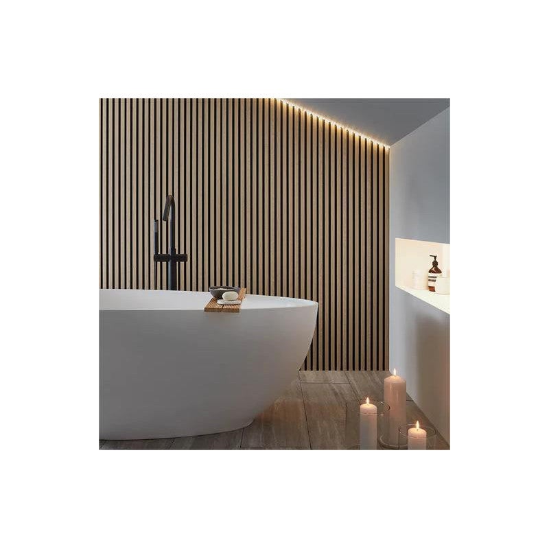Panneaux Acoustiques Décoratifs en MDF – Lot de 4, Chêne Blanc, 240x60cm - 2