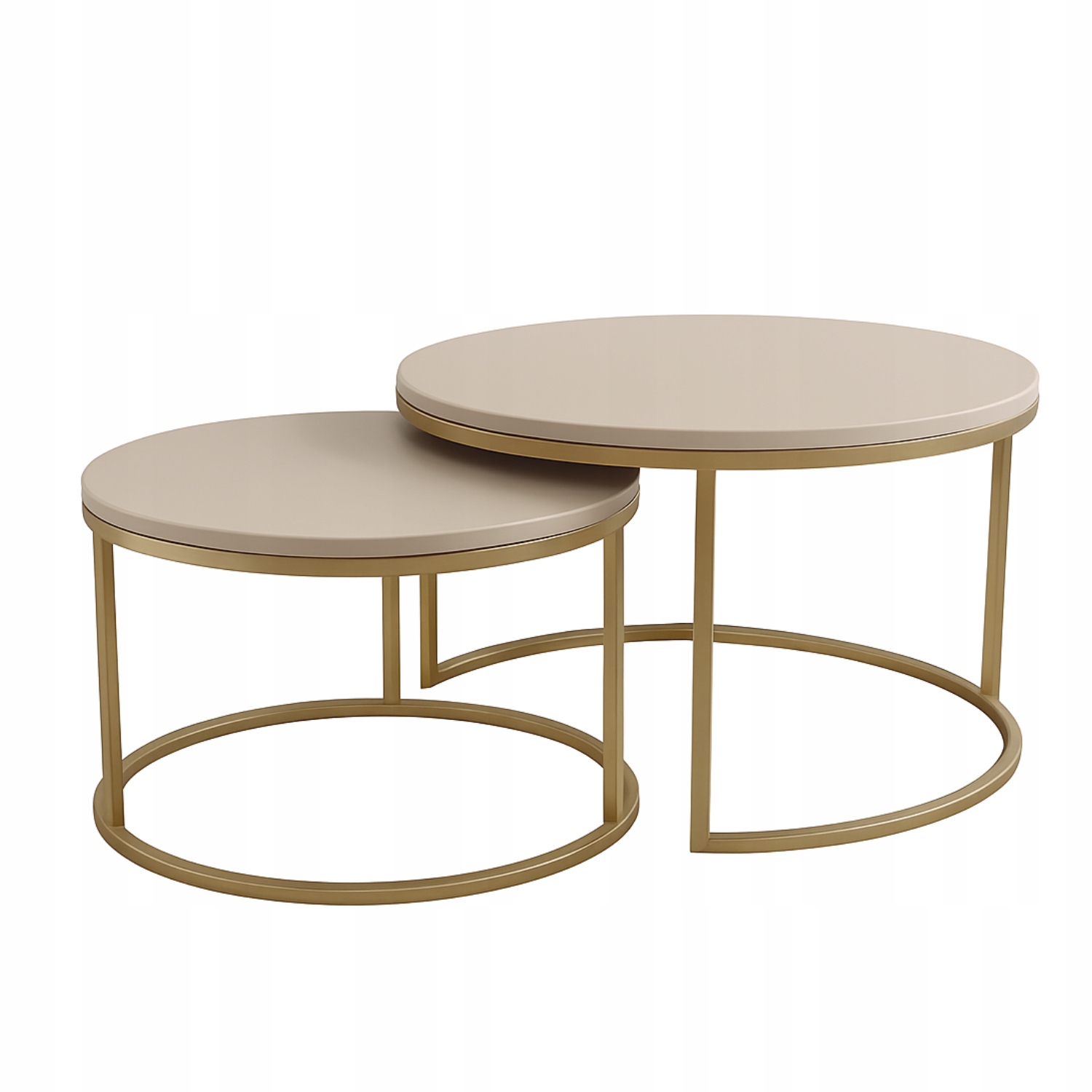 Stolik Kawowy KASZMIR LOFT GOLD 2w1 Okrągły Zestaw JAPANDI BOHO Salon Złoty