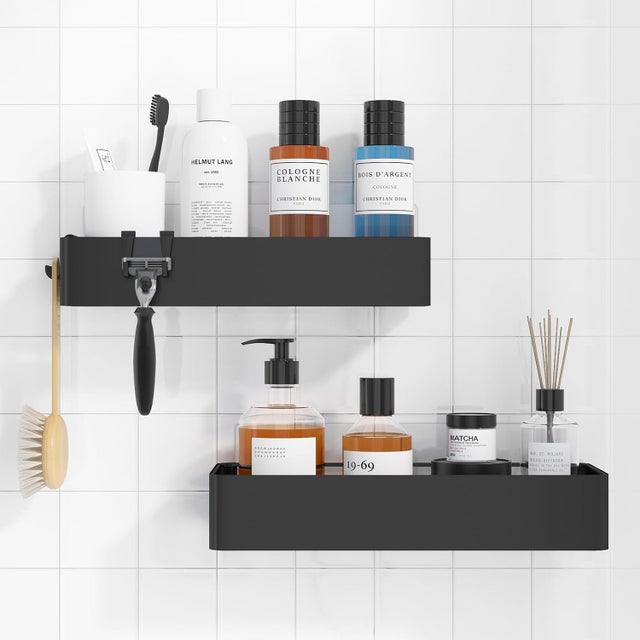 Organizador de ducha sin taladro - Juego de 2, organizador de baño inoxidable, secado rápido, gran capacidad, soporte duradero para champú