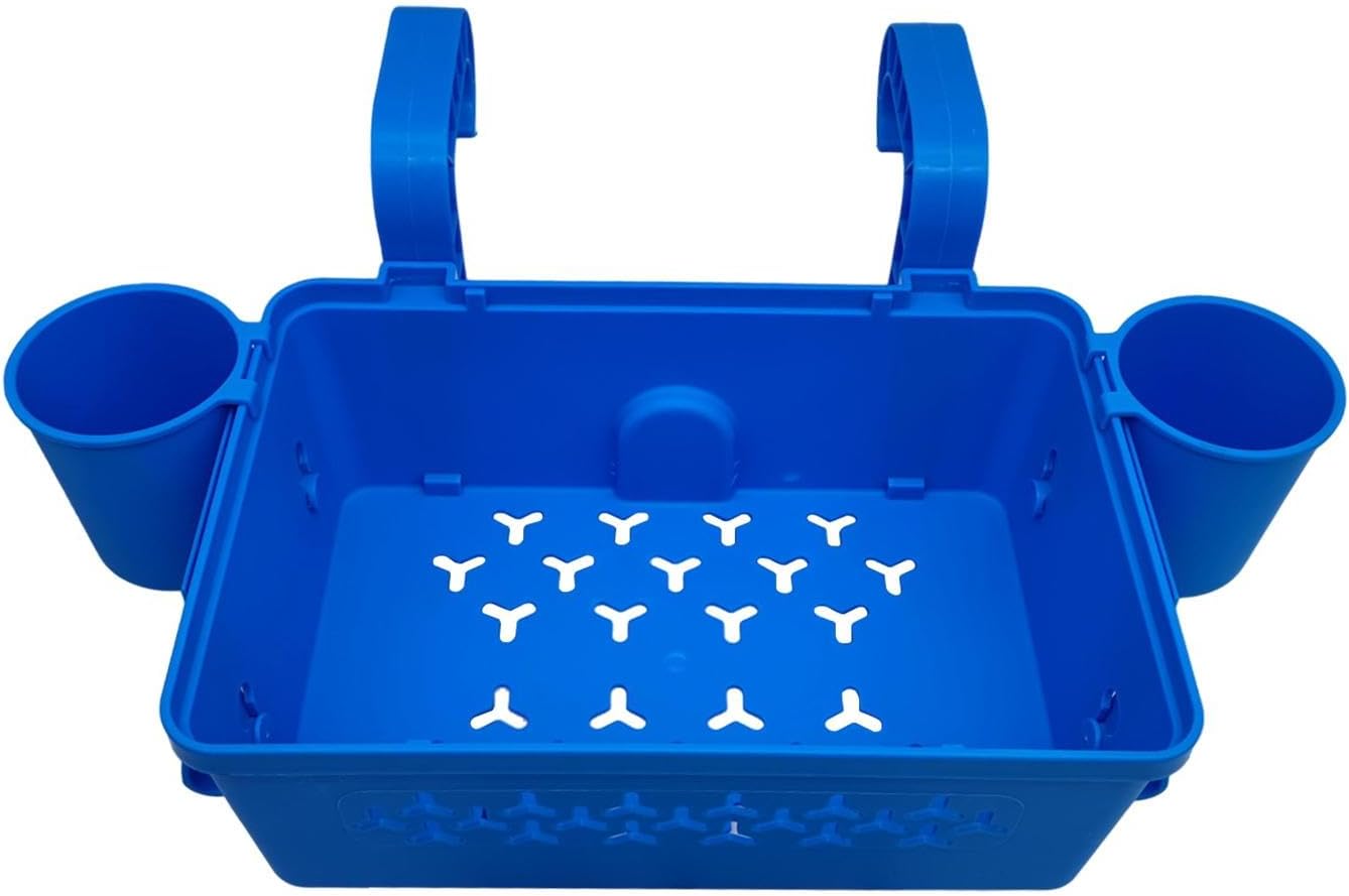 Panier de rangement pour piscine, en plastique recyclé, avec porte-gobelet, organisateur de