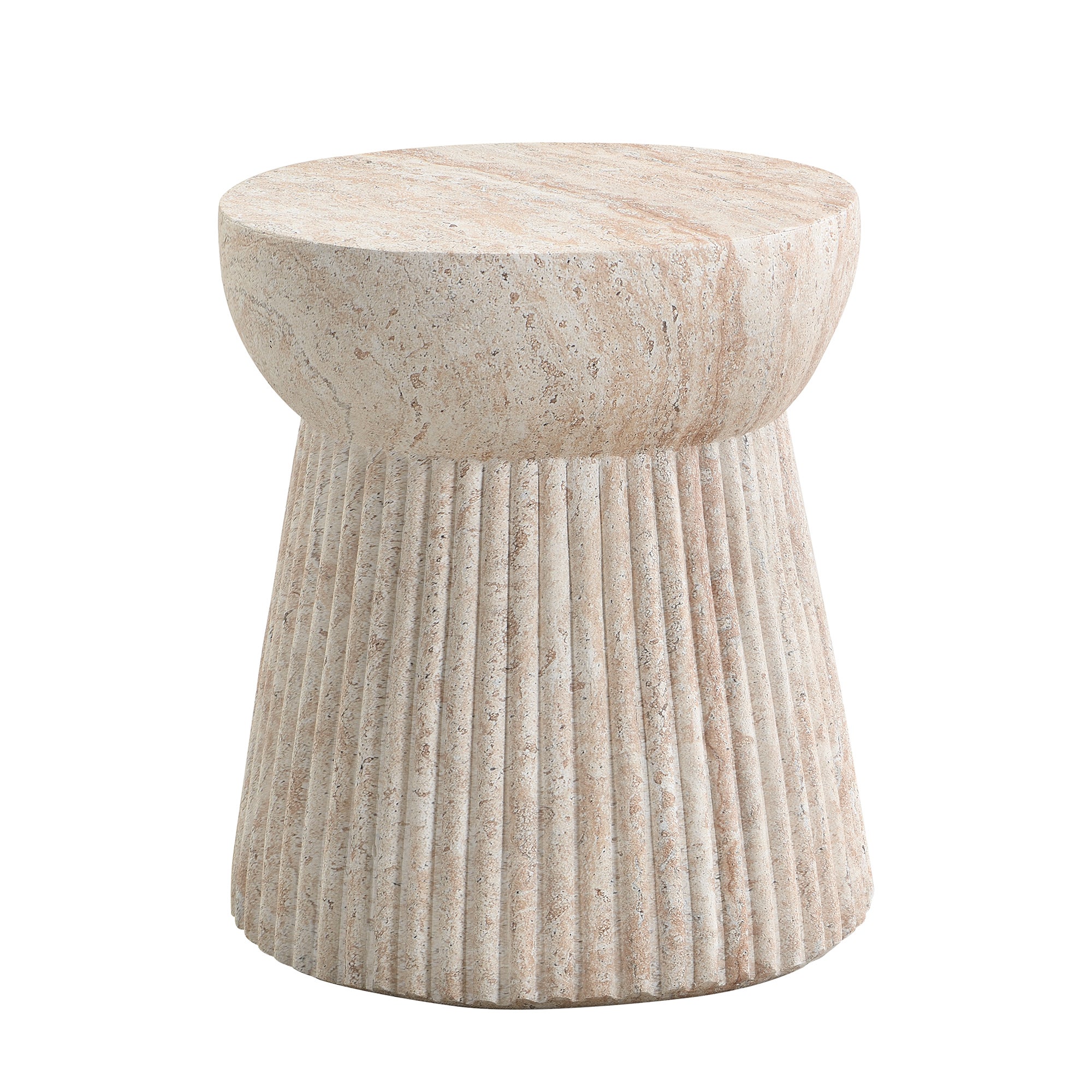 Table d'Appoint de Jardin Design Minéral - 38x38x43cm - Tabouret Bas en Magnésie Effet Pierre - Résistant UV & Intempéries - Naturel - 8
