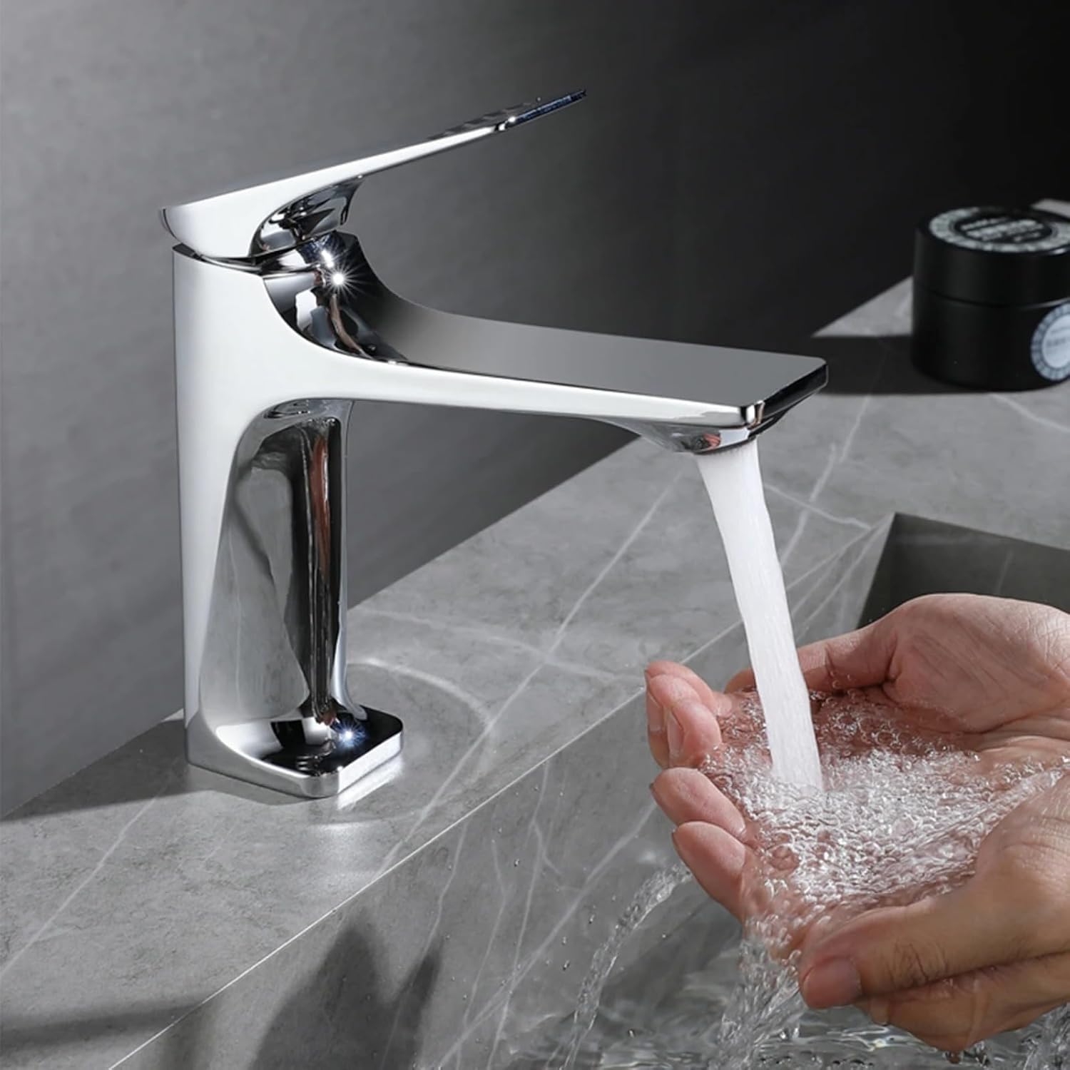 Grifo monomando para lavabo de baño de latón, mezclador de agua