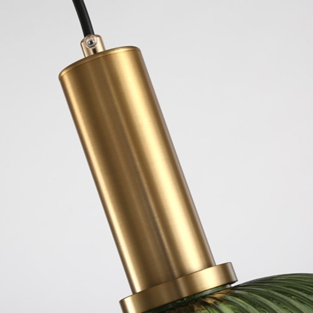 Suspension unique avec 3 abat-jours en verre cannelé, multicolore, diamètre 125 cm - 6