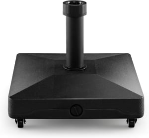 Pied de Parasol sur roulettes, Support Parasol à Remplir d'eau 16L, Sable 24,5KG, Convient de Parasol Φ 32/48mm, 2 Récepteurs