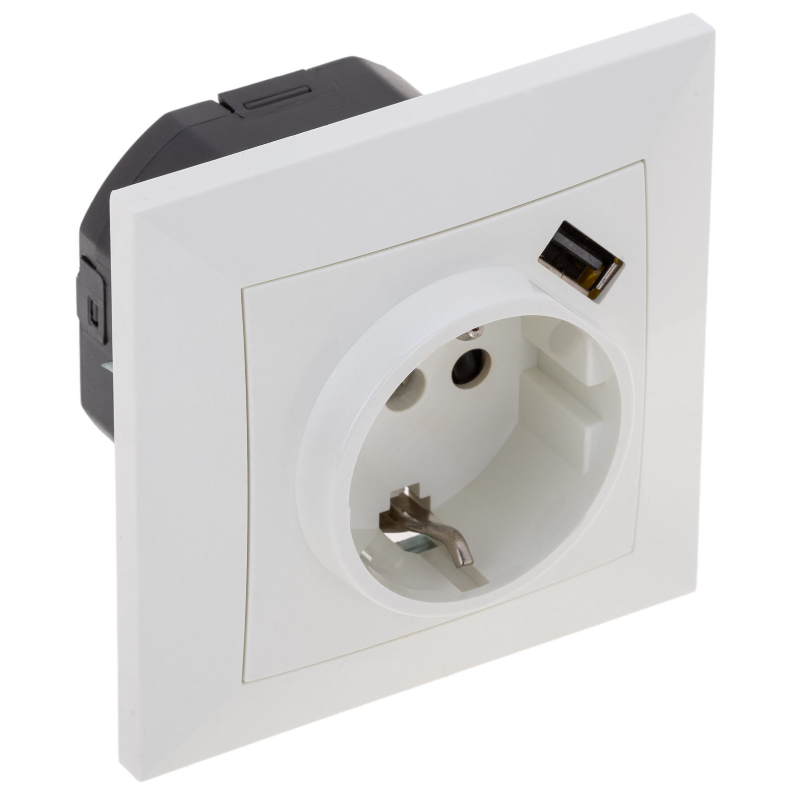 Base presa 2 x USB 80x80mm A femmina per l'incorporamento Lille argento e nero