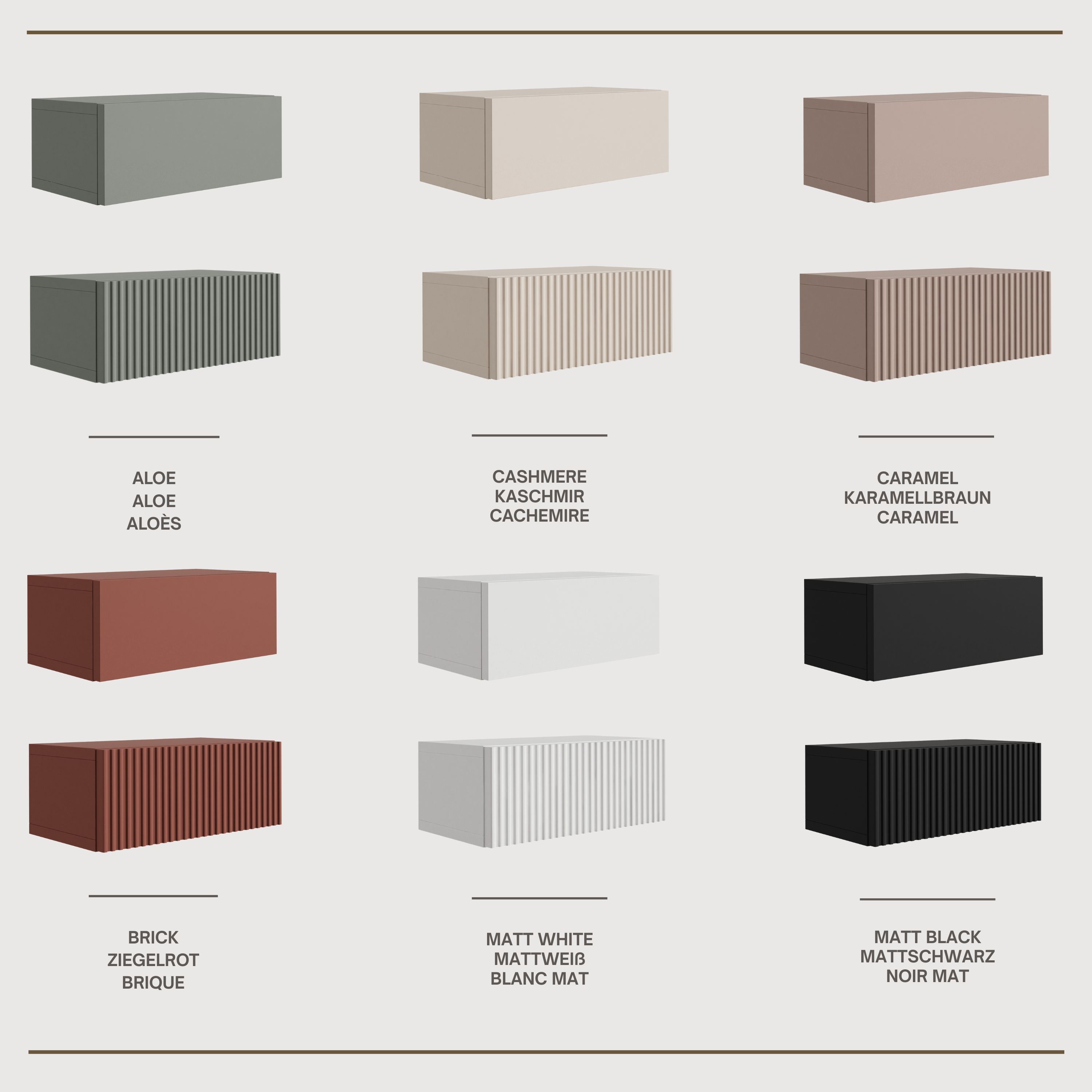 Comodino sospeso con cassetto – frontale liscio – colore: Marrone Caramello, 40 x 20 x 16 cm - 6