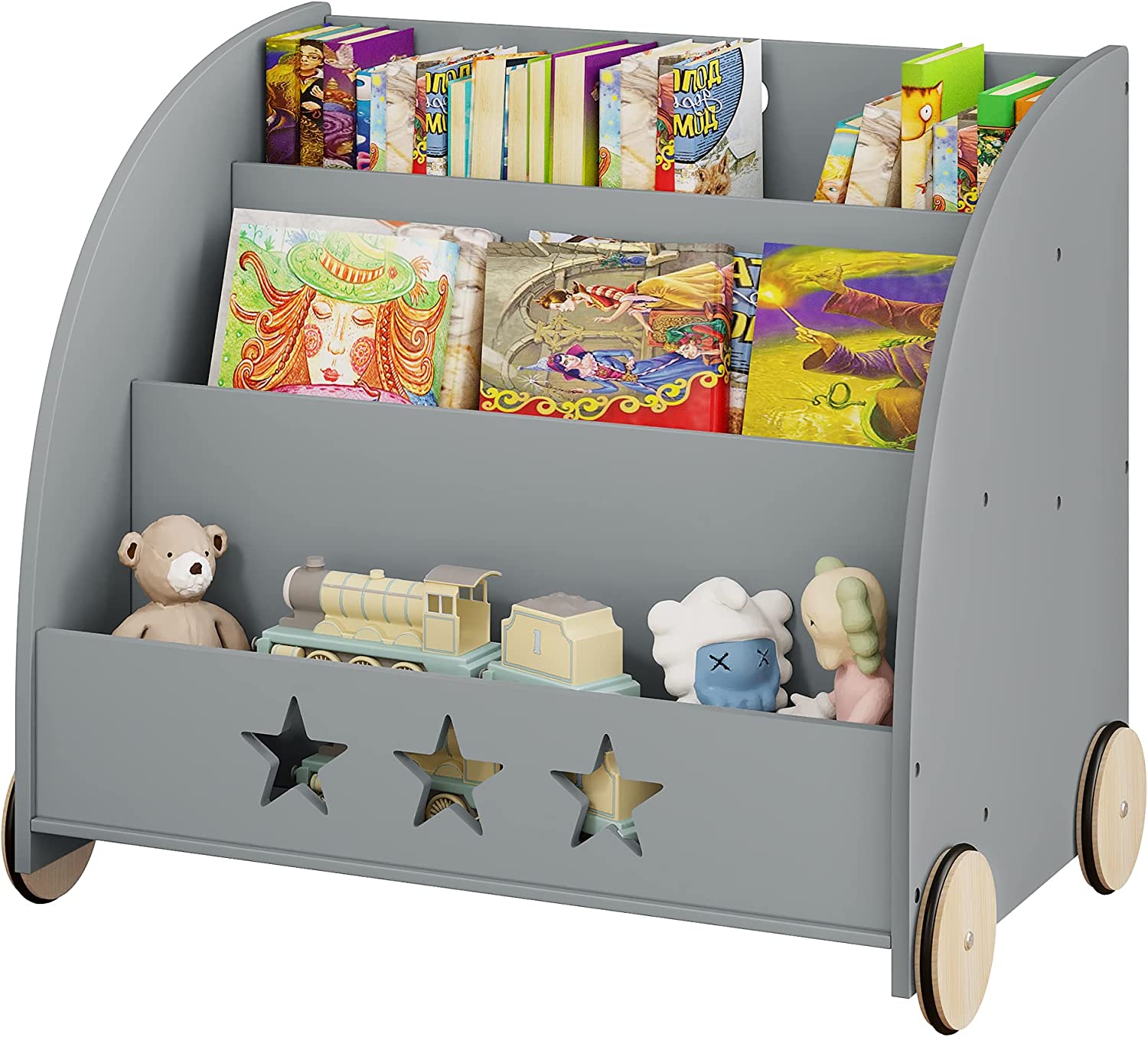 Armoire Rangement Enfant 12 Cubes Avec Tringles - Meuble Modulaire Motif Espace - 109x37x145 Cm - Blanc/Rose - 2