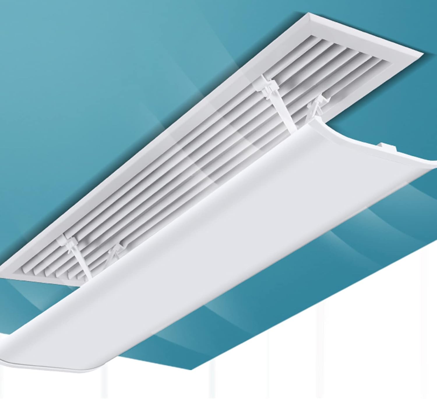 Deflector de aire acondicionado central blanco 60 x 20 cm, 1 campana de ...