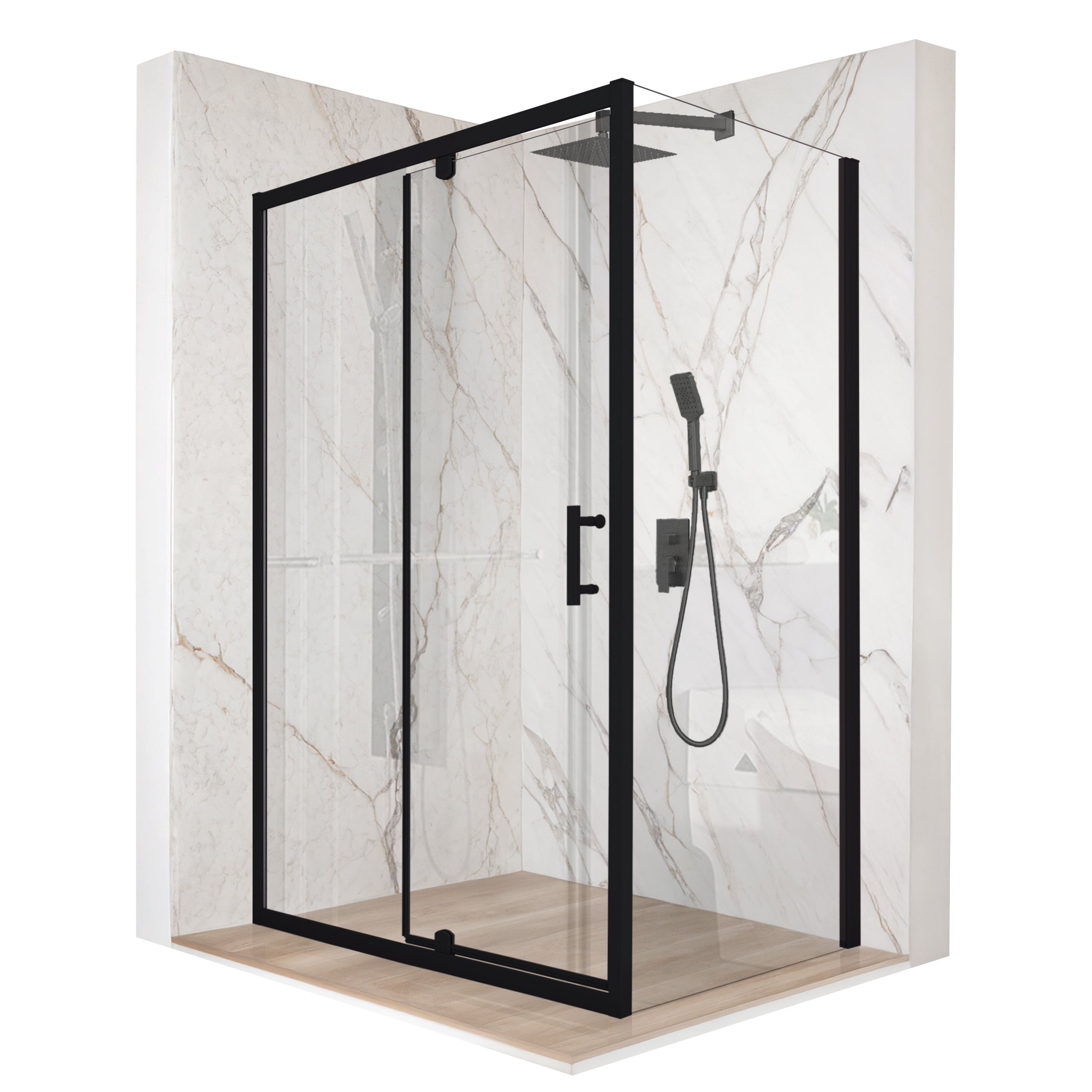 Kabina prysznicowa prostokątna drzwi uchylne czarna 120x90cm szkło 6mm + powłoka