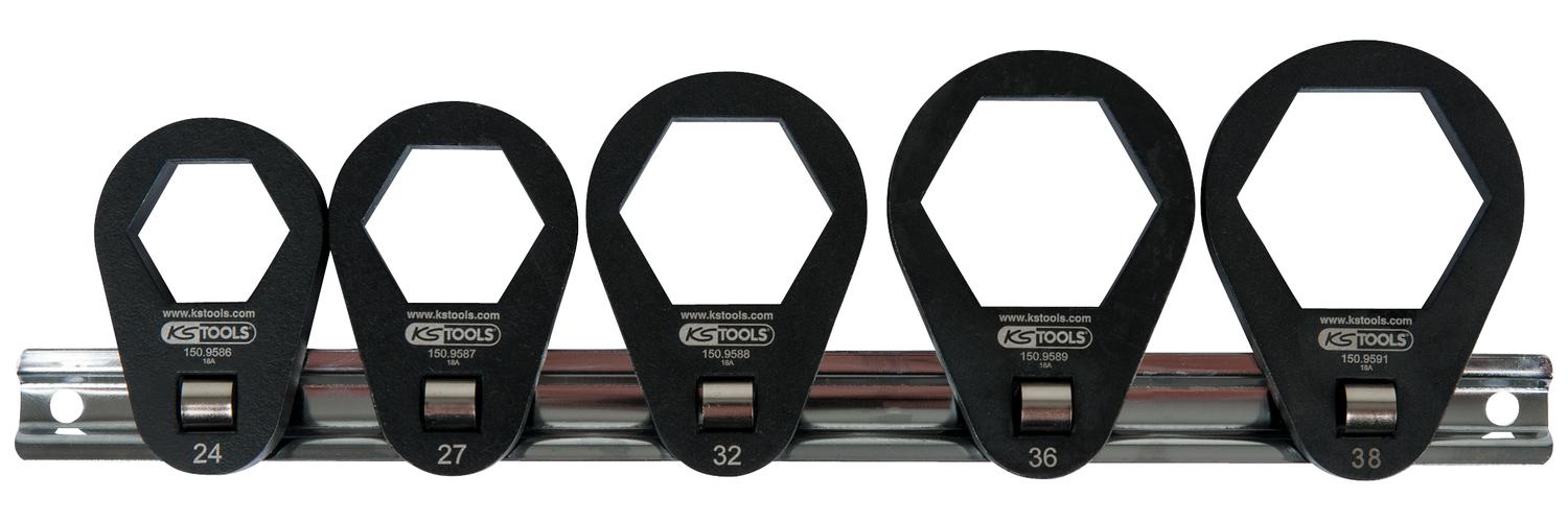 Set De Clés à Douille Mâles Extra Plates KS TOOLS – 5 Pièces, Carré 3/8, De 24 à 38 Mm