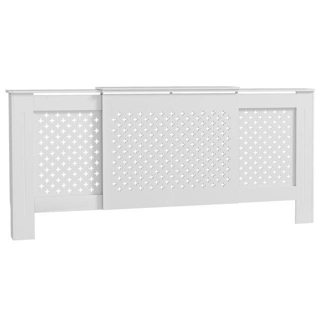 Cache-radiateur réglable Design Contemporain Longueur Extensible 136-200 x 21,5 x 91,7 cm Blanc pour la maison