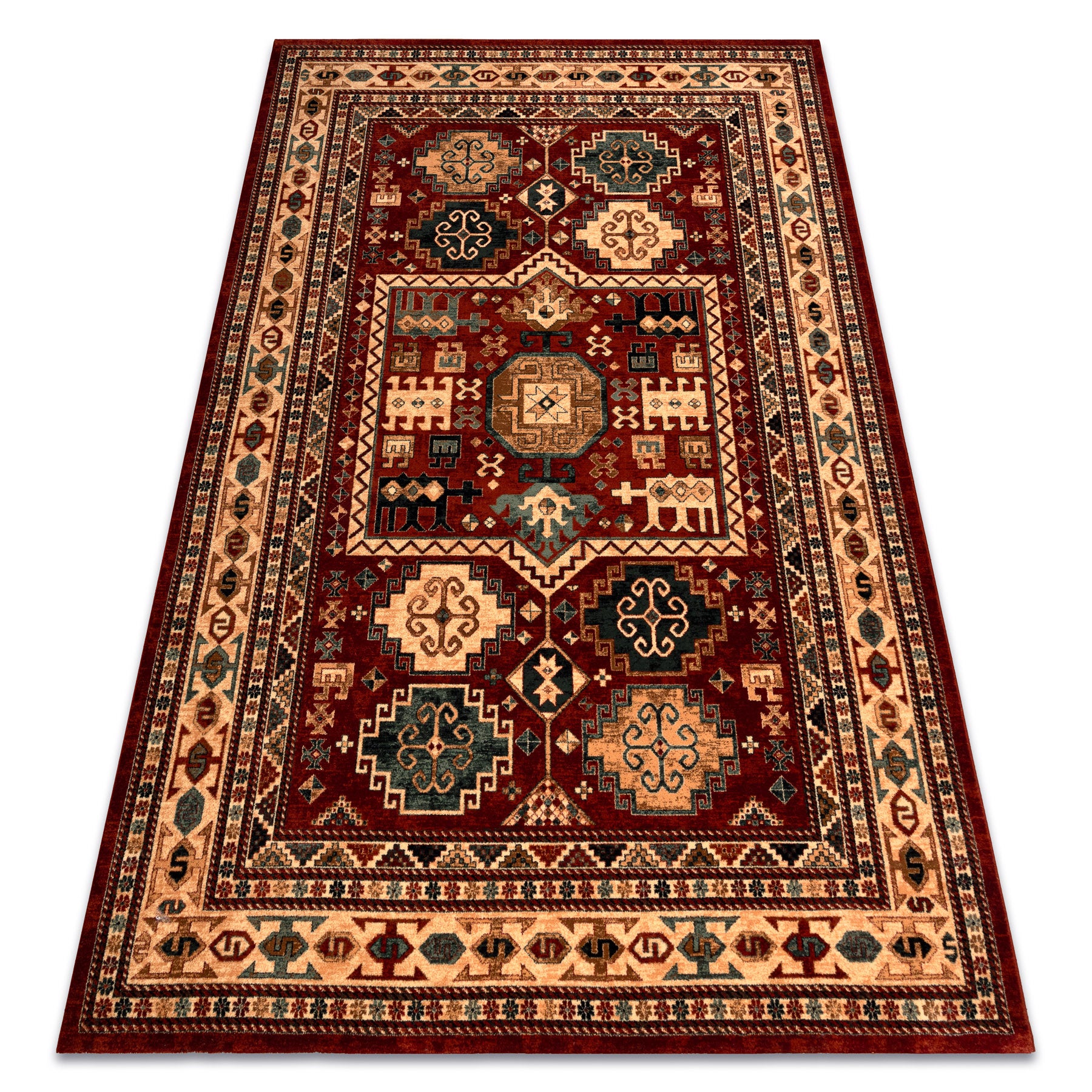 Dywan wełniany KASHQAI 4306 300 orientalny, ramka terakota / beż 135x200 cm