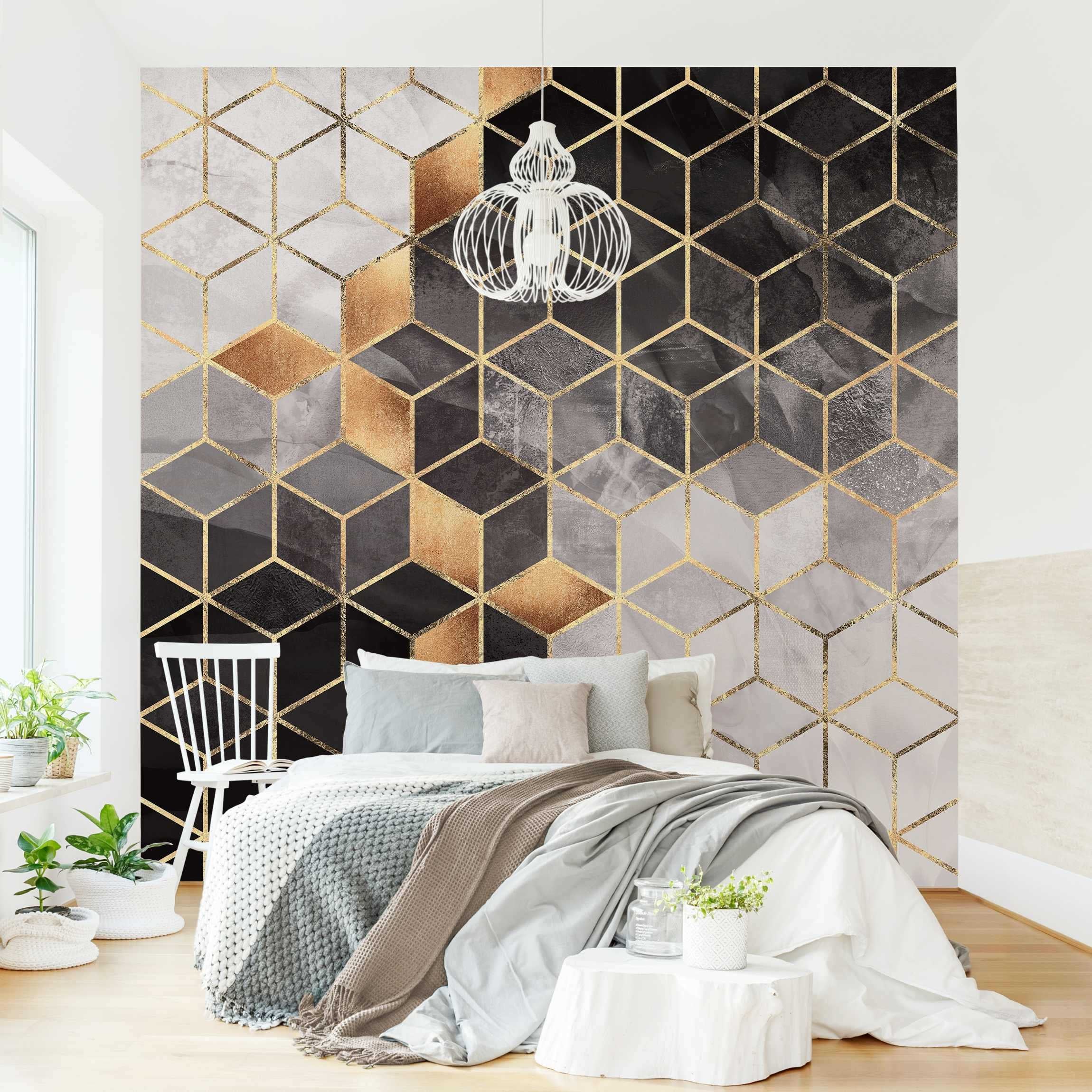Papel pintado estampado abstracto acuarela arte motivos geométricos 208 - salón dormitorio cocina pasillo - tnt 288 x 288 cm adhesivo