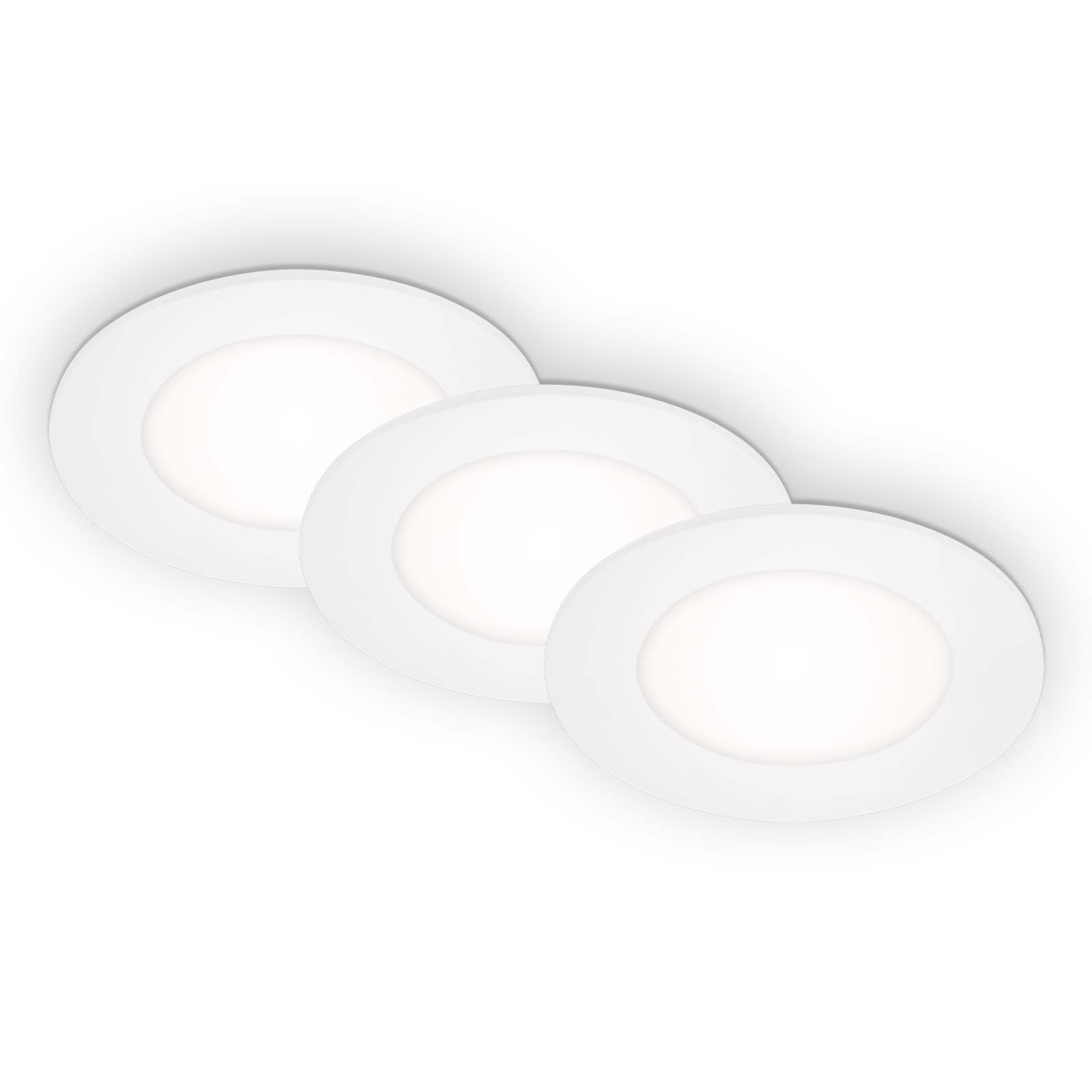 BRILONER - Lot De 3 Spots LED Encastrables 230V, Spots LED Pour Salle De Bain IP44, Spots De Plafond, Spots LED, Spots De Plafond Plats, Blanc