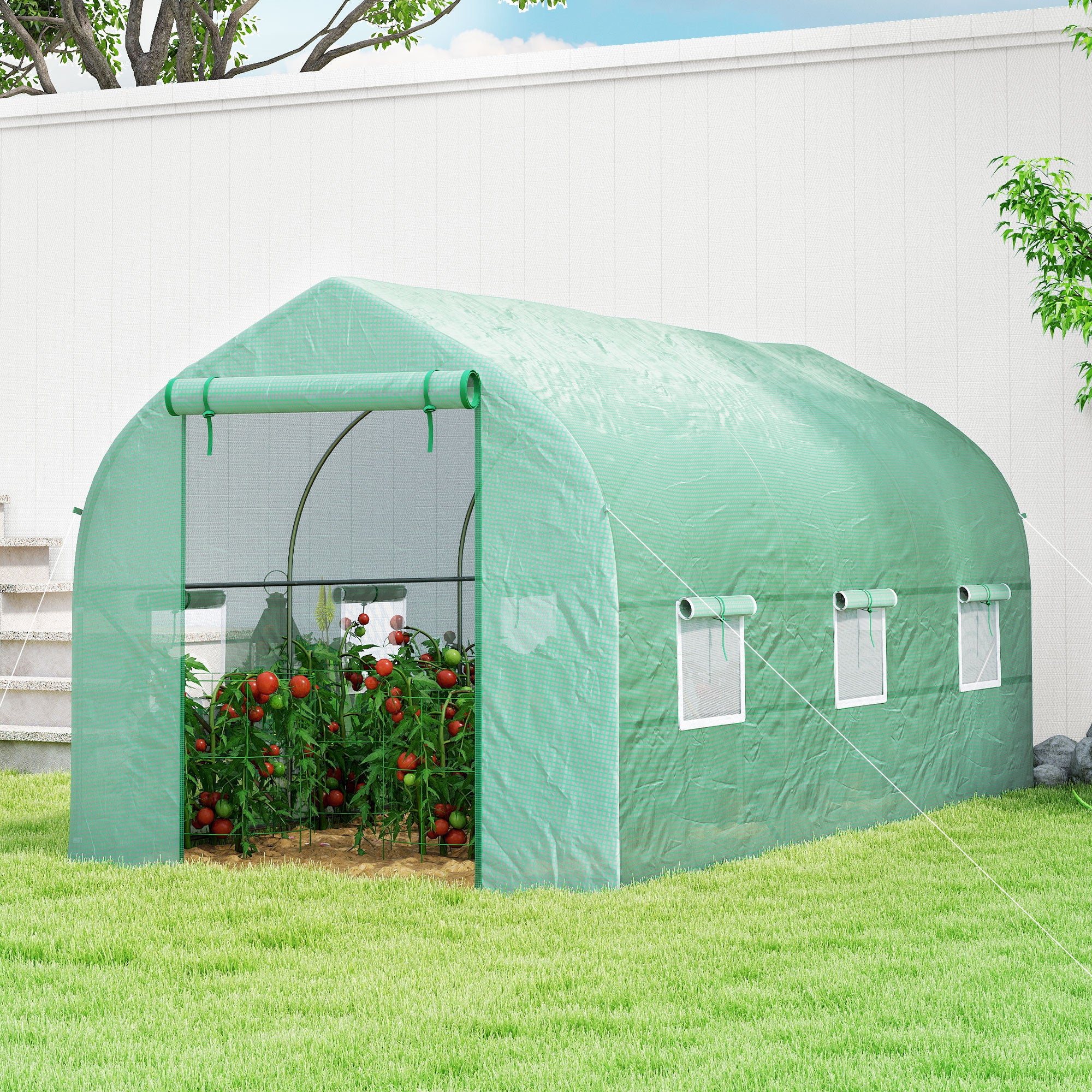 Serre tunnel de jardin PE Outsunny - 9