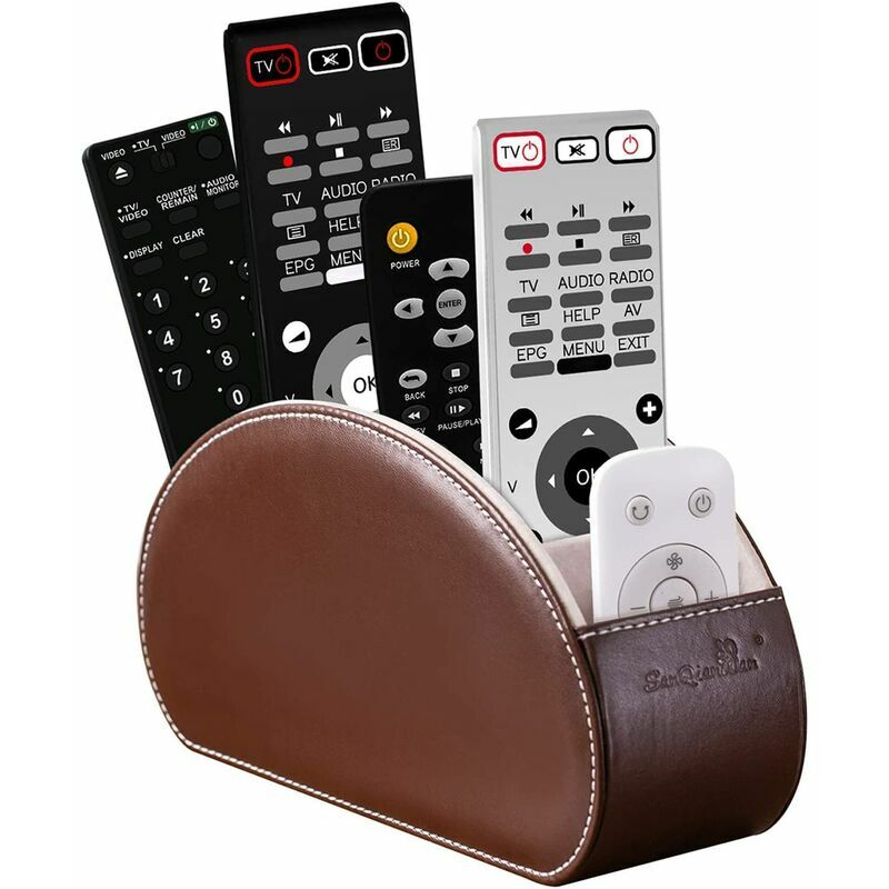 Supports de télécommande TV Boîte de rangement avec 5 compartiments en cuir PU multifonctionnel pour l'organisation et le stockage de bureau - 2