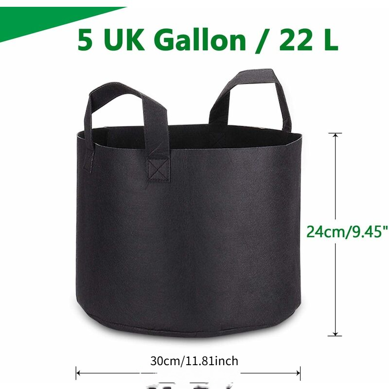 5 X Sacs de Plantes,Sacs de Culture de 5 gallons de Pots en Tissu Non tissé Haut de Gamme et Respirants avec poignées pour dragage et Plantation - 3