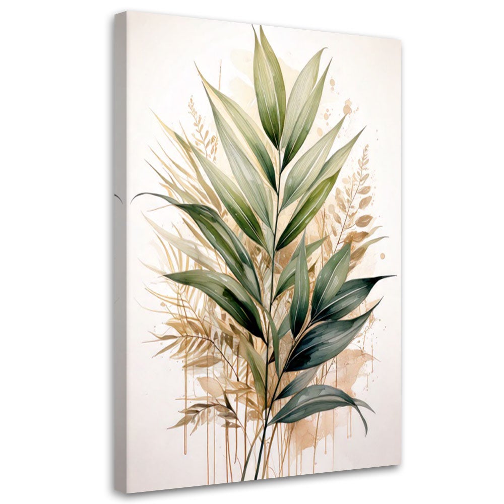 Obraz nowoczesny, Rośliny Liście Akwarela Zieleń Natura 60x90
