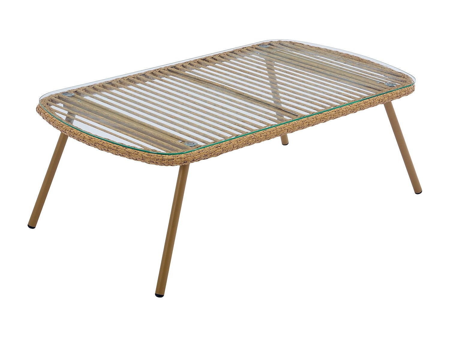 Stolik kawowy ogrodowy z technorattanu - Naturalny jasny - LOUSINI marki MYLIA