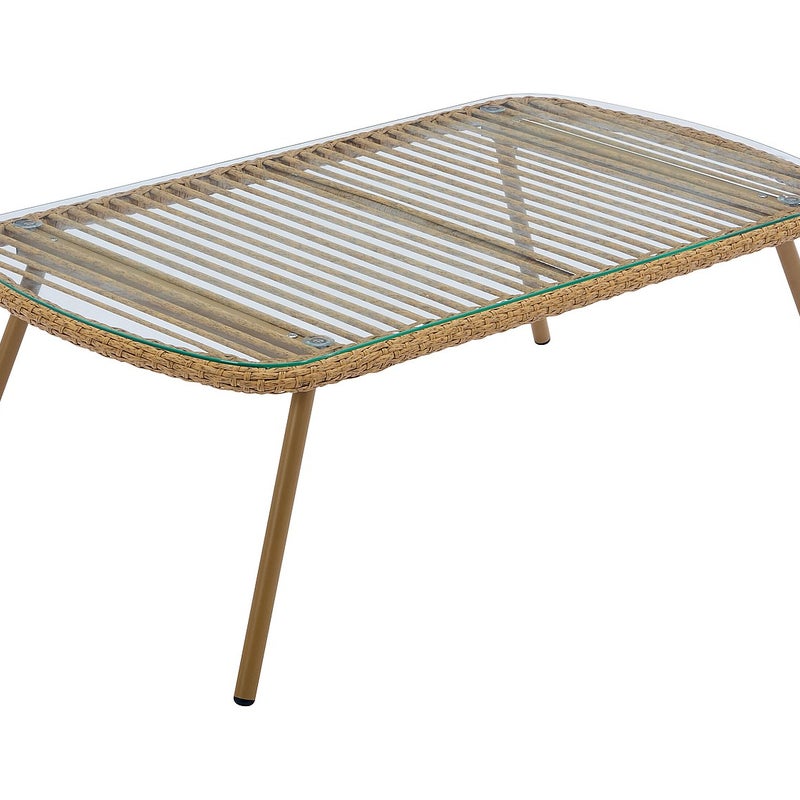 Stolik kawowy ogrodowy z technorattanu - Naturalny jasny - LOUSINI marki MYLIA