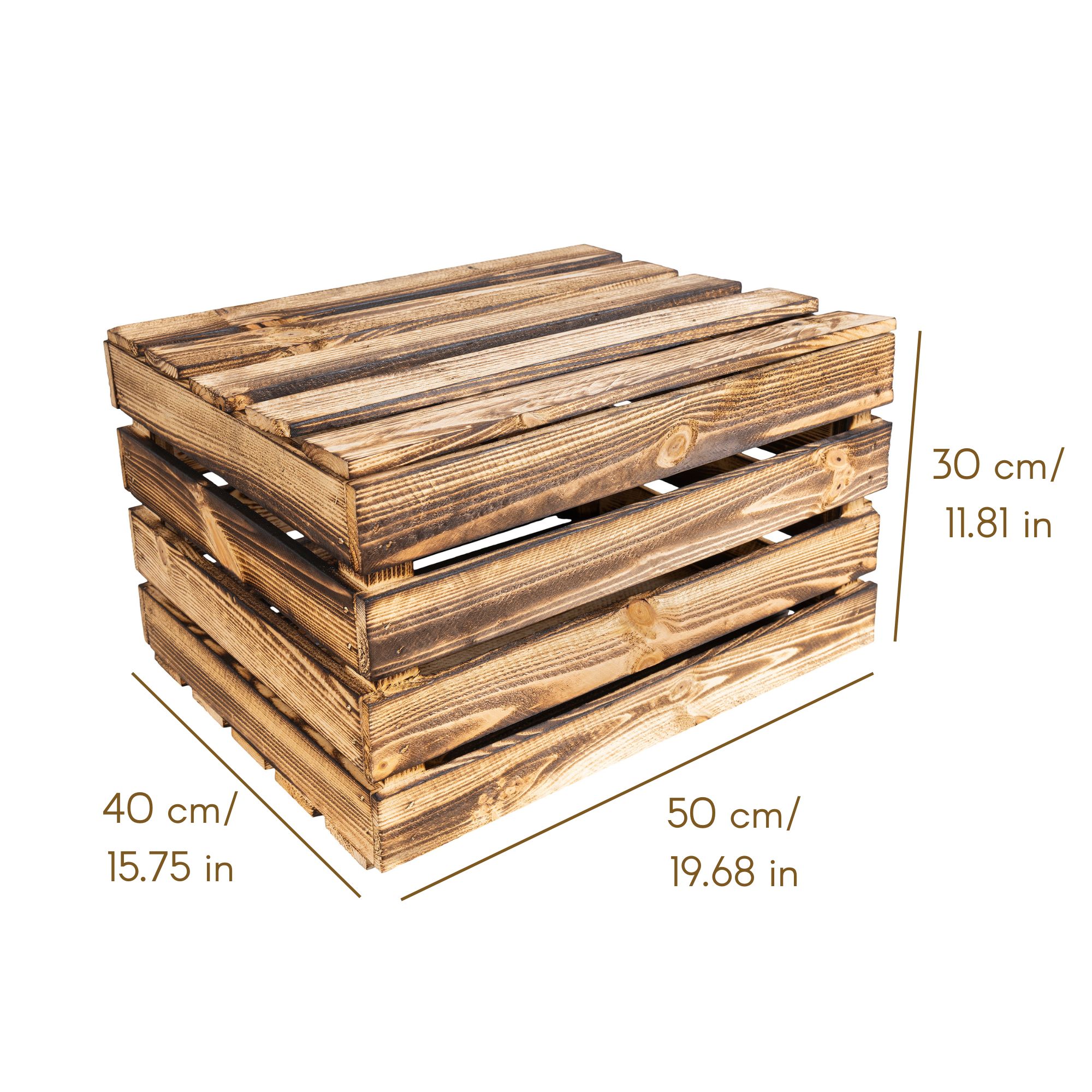 Coffre En Bois Flammé Avec Étagère Creative Deco 50x40x30 Cm – Vintage Et Pratique
