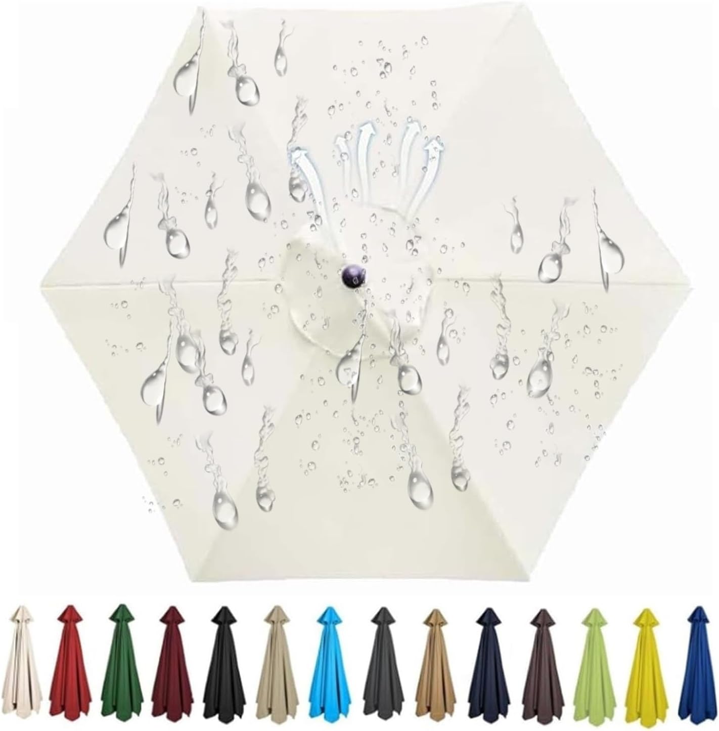 Copertura Per Ombrellone Da 2,4 M - 6 Stecche, Tessuto Poliestere Impermeabile, UV Resistente, Colore Bianco - Foto 8