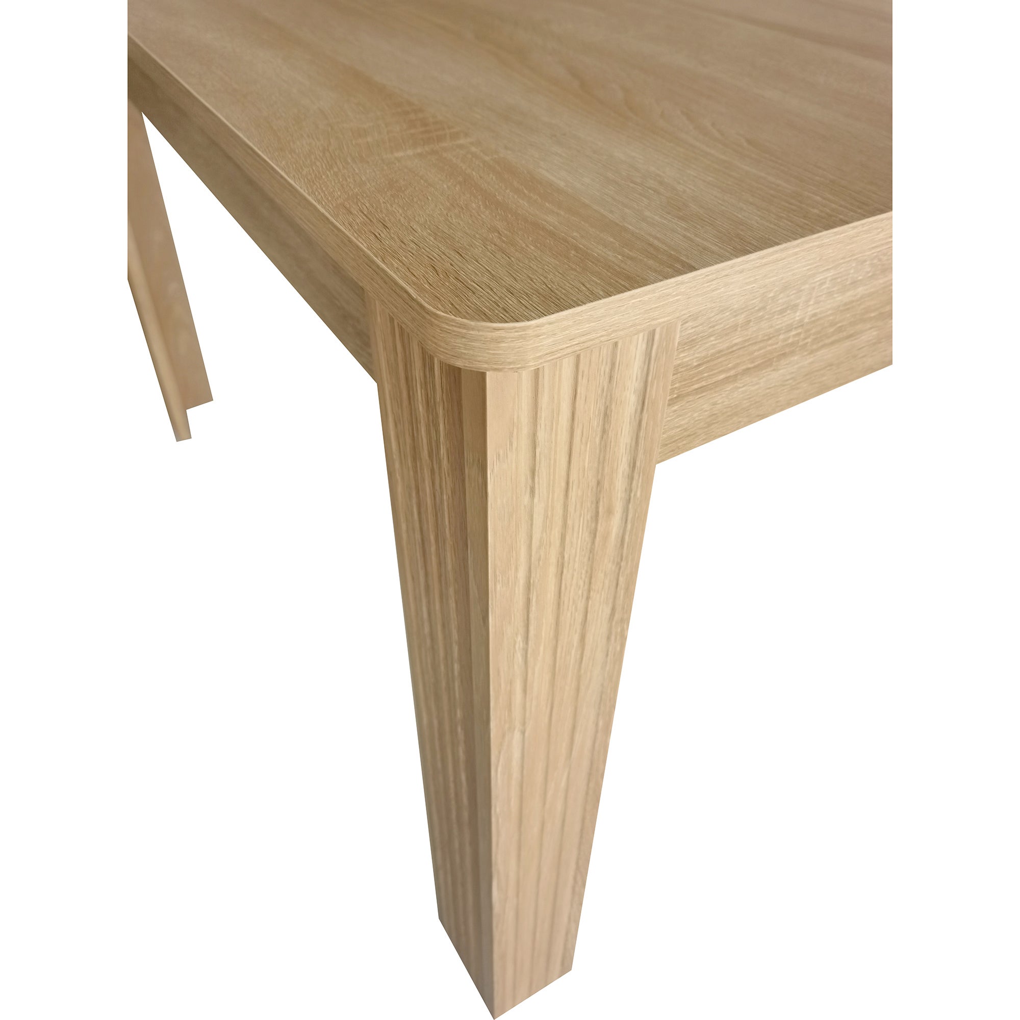 Mesa de comedor rectangular para 6 cubiertos, tablero de partículas, estilo rústico, color roble, 117 x 68 x 75 cm - 4
