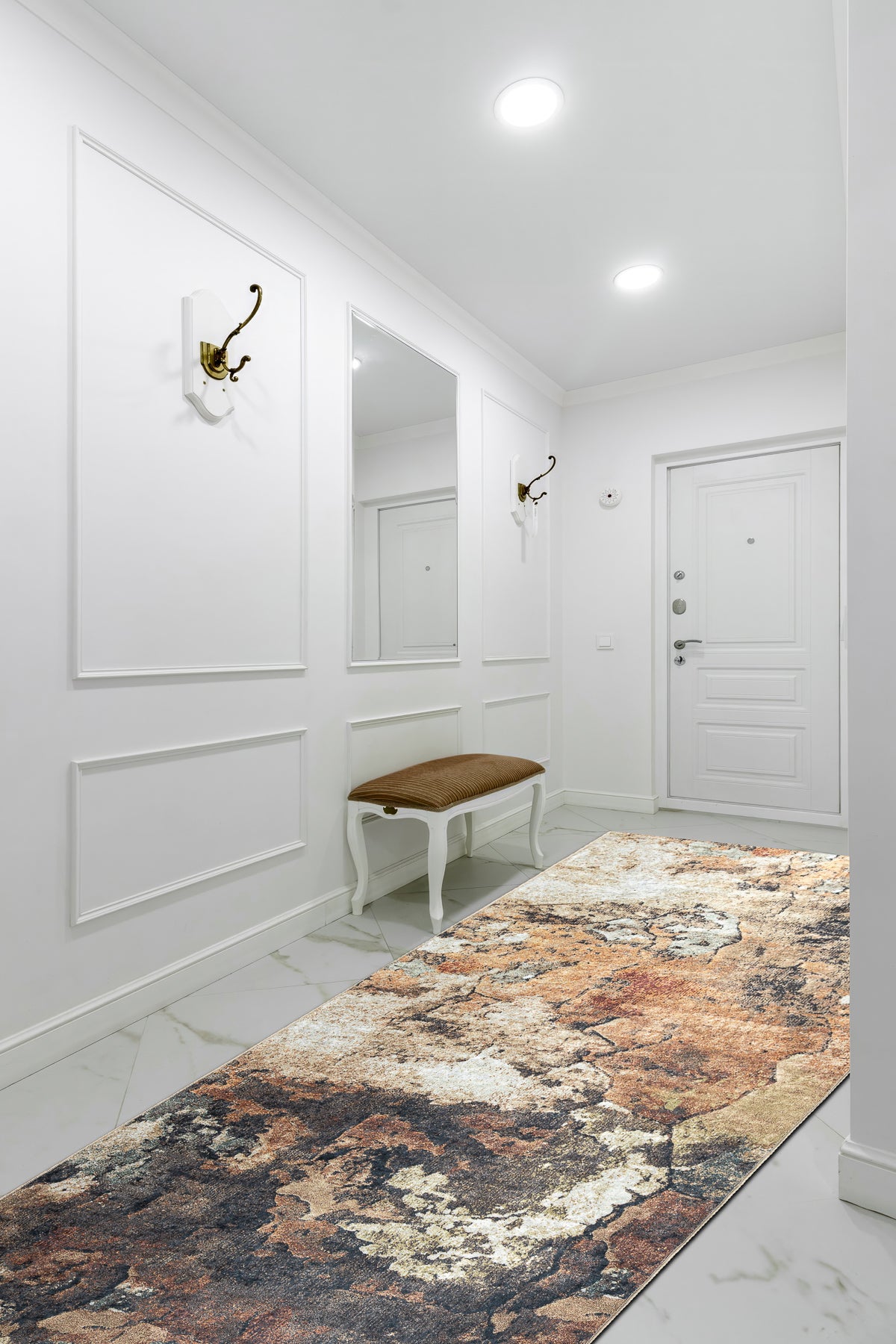 TAPIS DE COULOIR antidérapant LOTUS ABSTRACT 52910 beige lavable 60cm 60x350 cm - 3