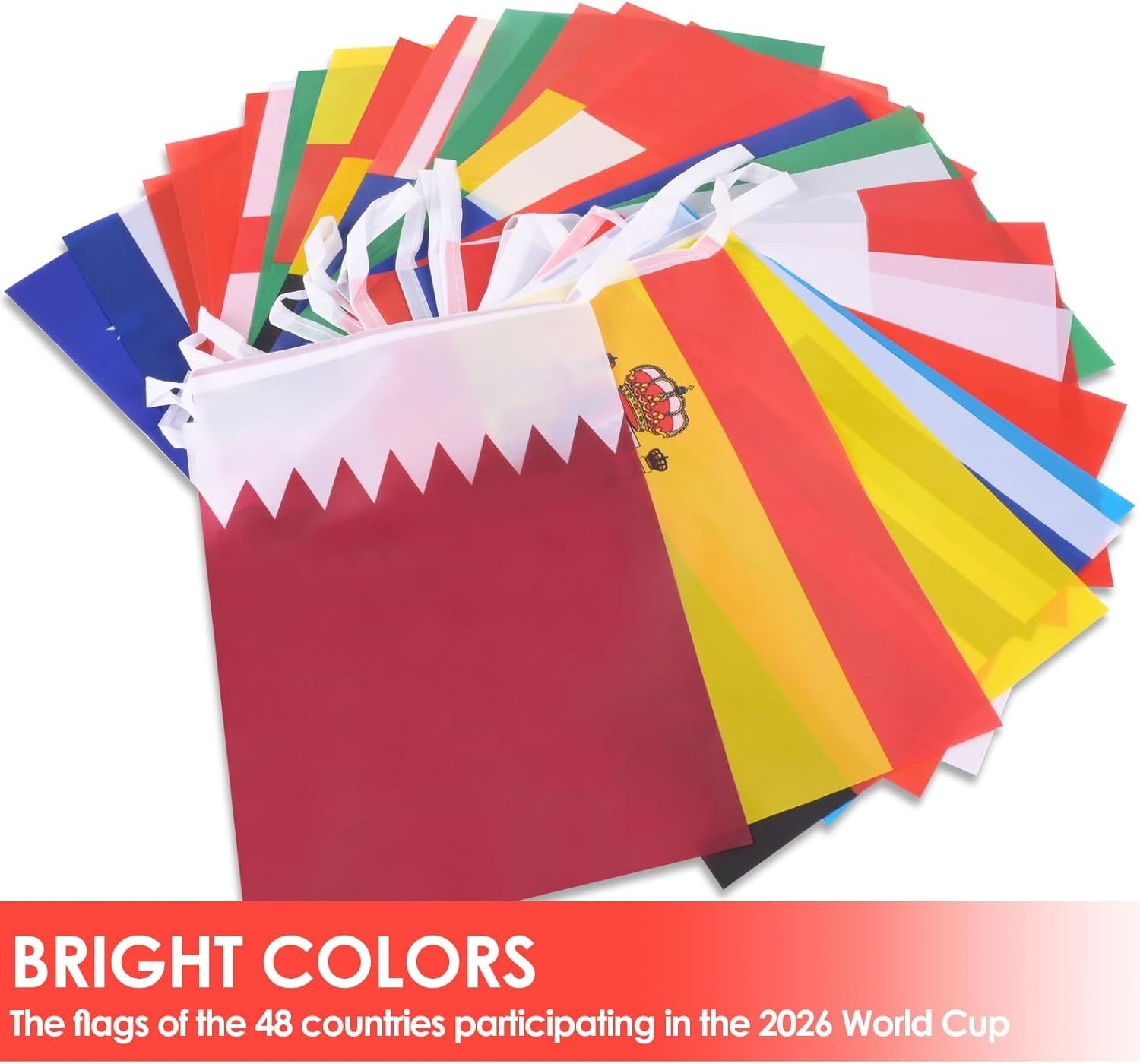 48 drapeaux décoratifs, décoration de banderole de drapeau de la coupe du monde de football (2 pièces, 14 x 21 cm - 15 m) - 7