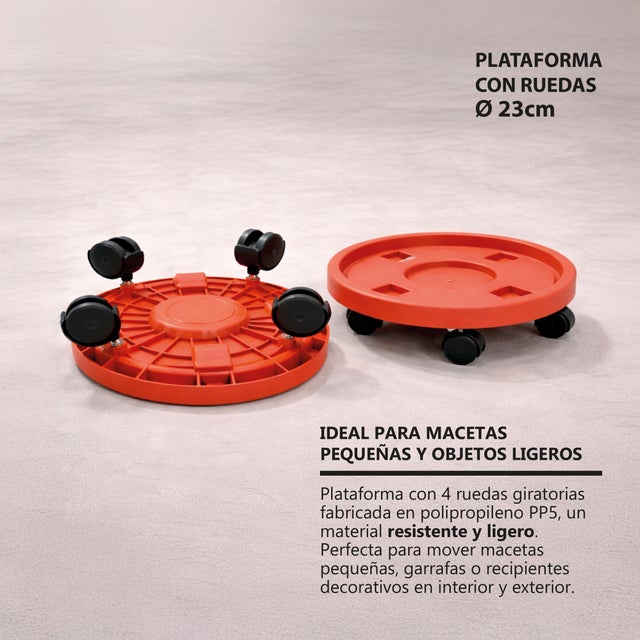 Pamex - Plataforma Circular Plástico con Ruedas, Transporta Macetas, Bombona Butano Propano (36 bombona)