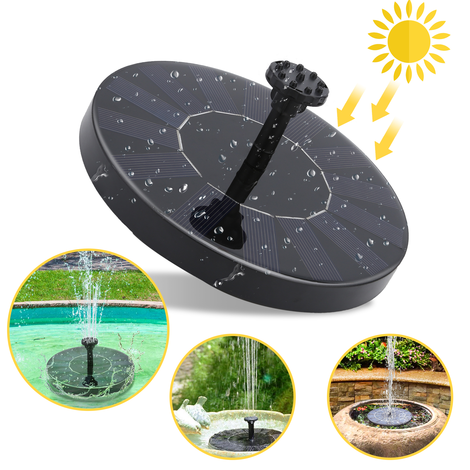 Bomba de fuente con energía solar bomba solar bomba de fuente de estanque 190l / h 7v 1.5w