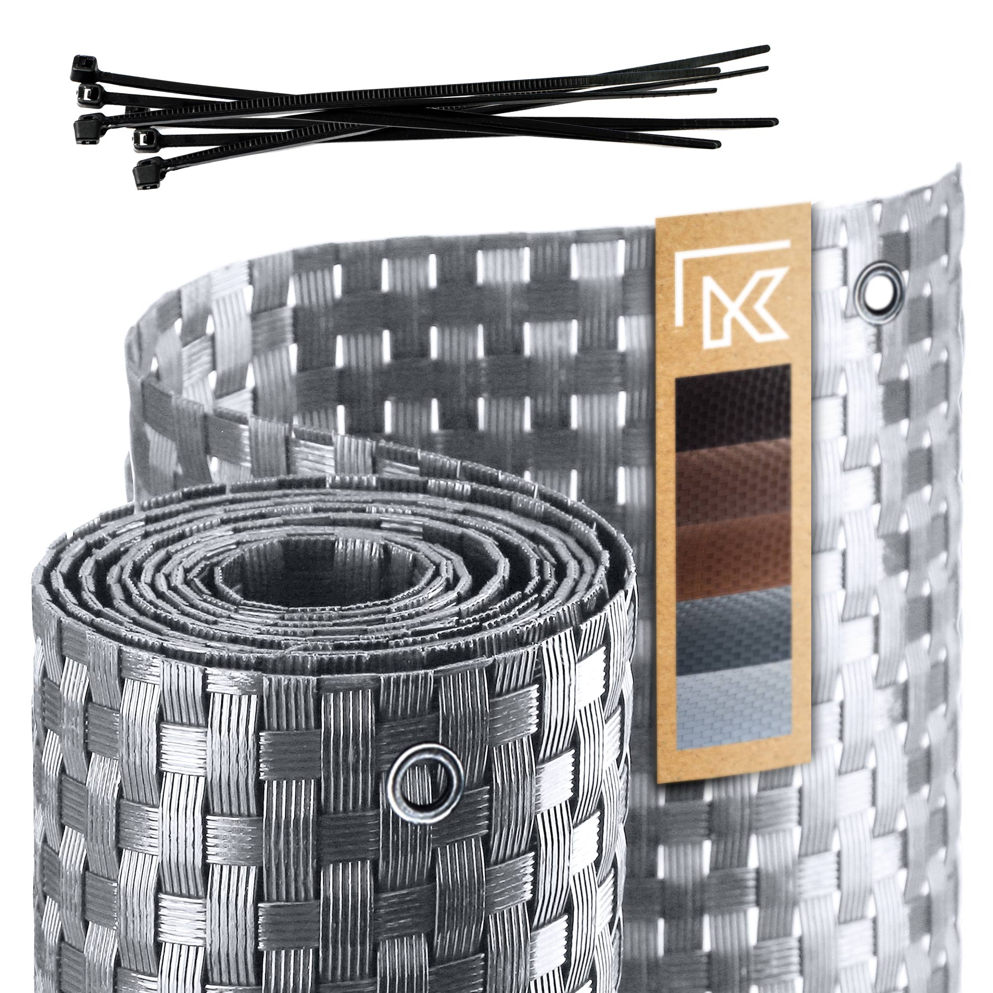 OSŁONA BALKONOWA TECHNORATTAN 0,9x6m SZARA JASNA MATA BALKON TARAS PREMIUM