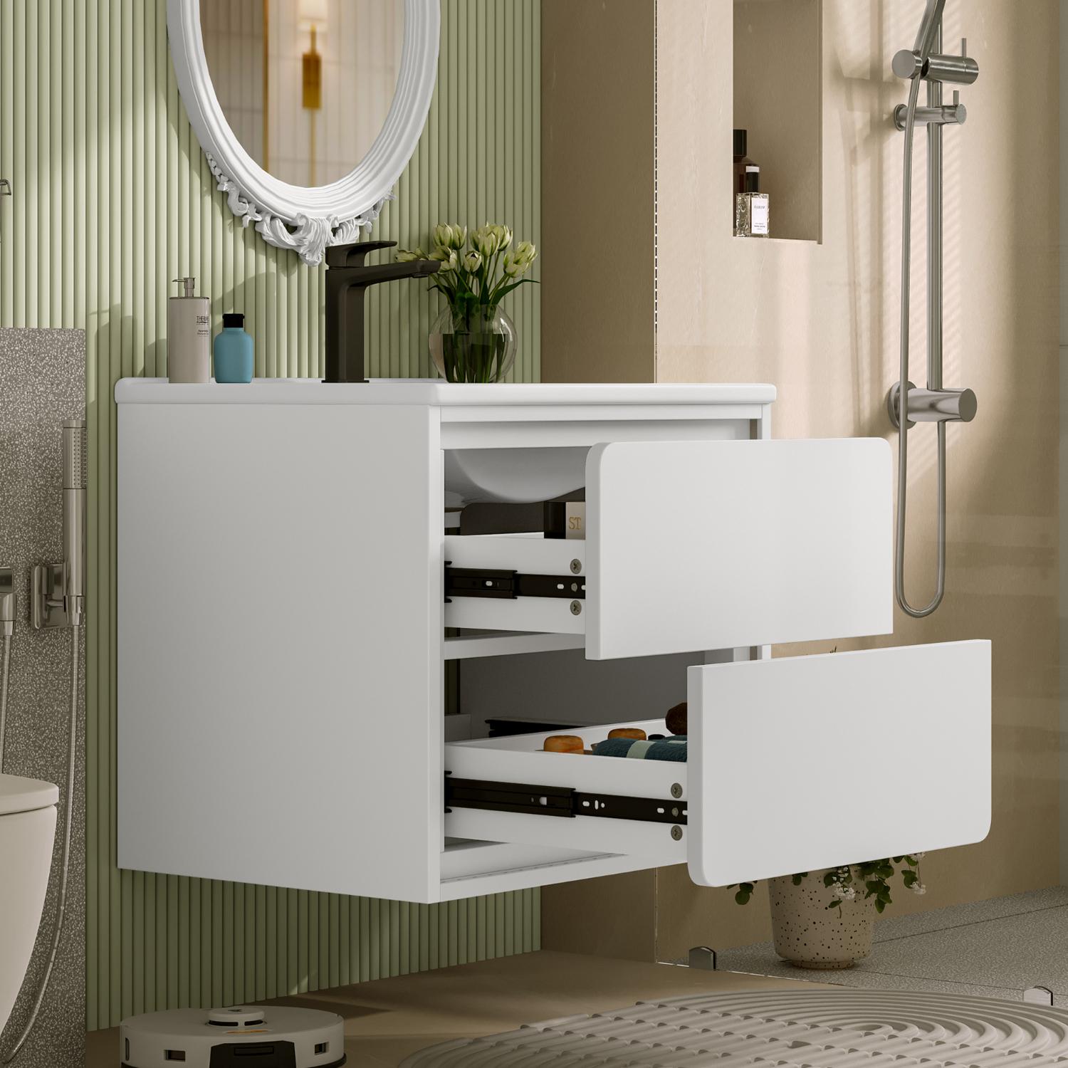 Meuble de salle de bain suspendus 76x46x50cm - Vasque intégré